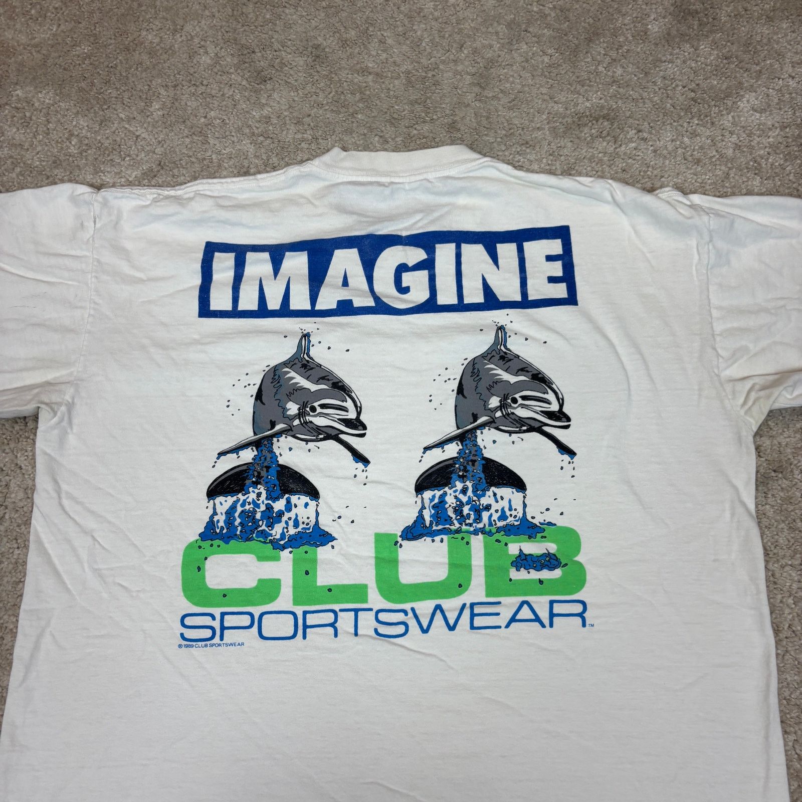 Vintage Vintage 80s Club Sportswear Imagine Dolphins Shirt Men's XL Size US XL / EU 56 / 4 - 2 Thumbnail
