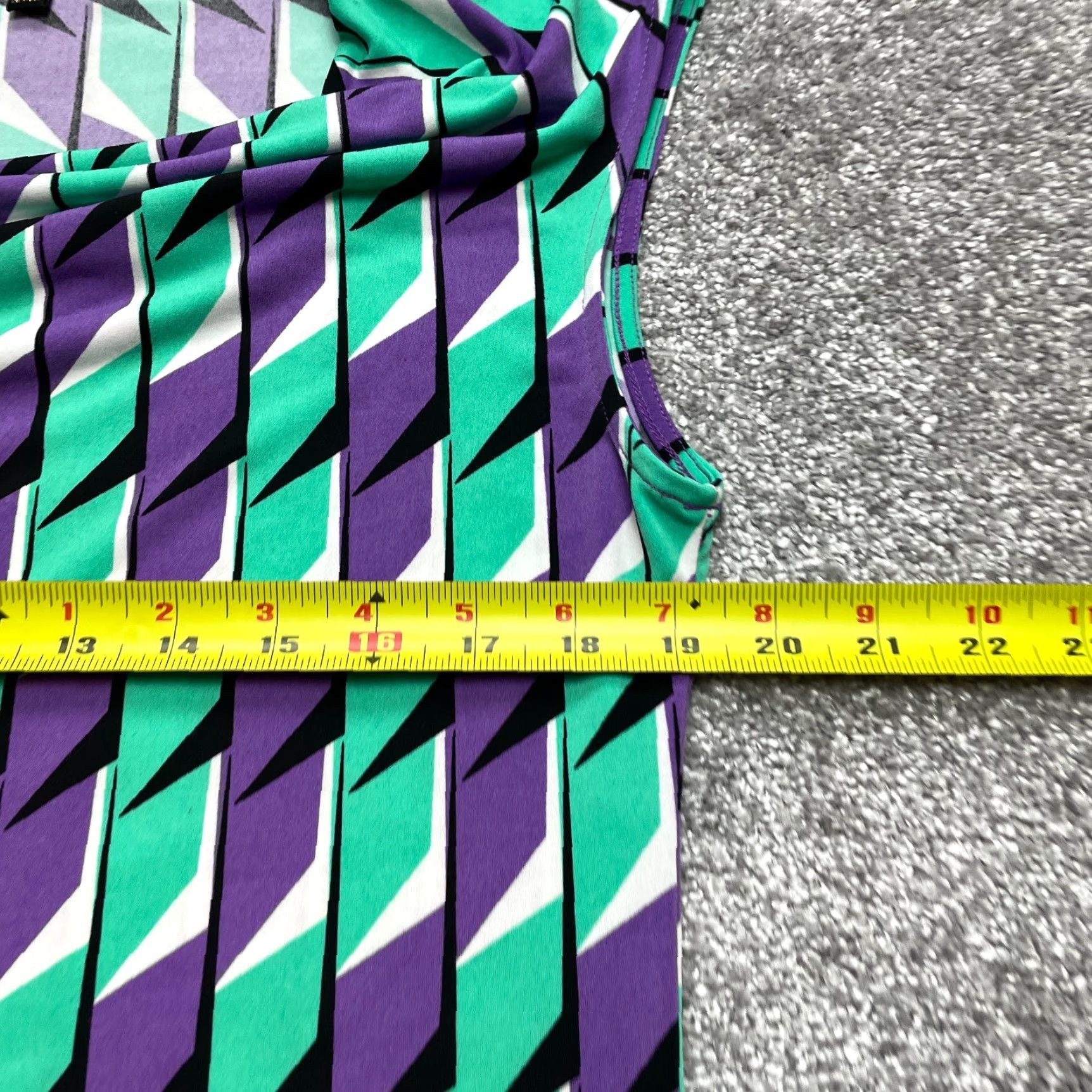 Vintage Iman Tank Top Blouse Womens M Green Purple Geo Stretch Sleeveless Ladies Size M / US 6-8 / IT 42-44 - 6 Thumbnail