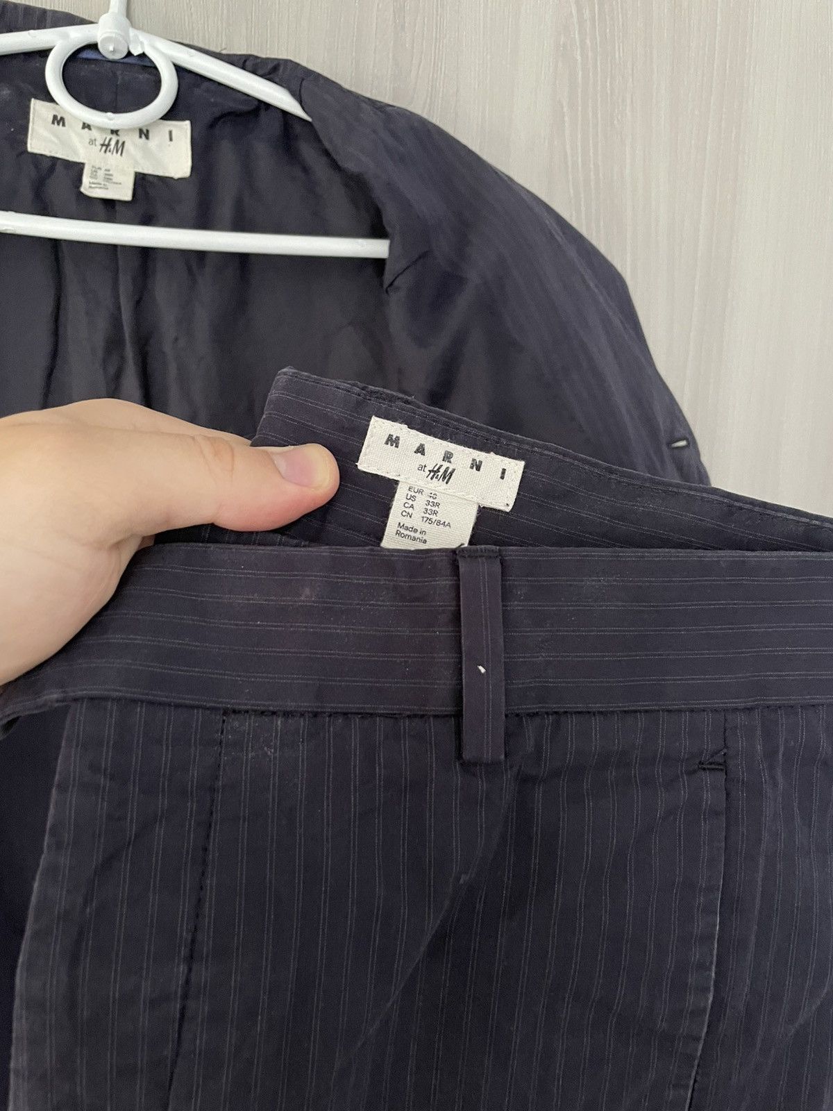 Designer × Marni Marni x H&M Gray Striped Cotton 2 Piece Suit Hypebeast Blaze Size 38R - 9 Thumbnail