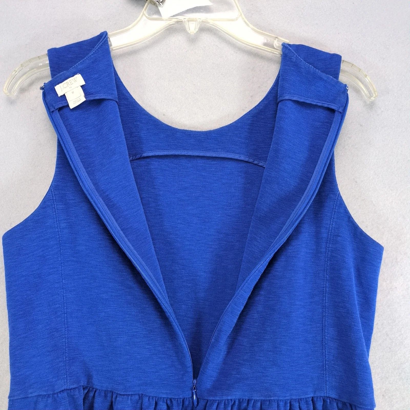 J.Crew J Crew Blue Pleated Ponte Knit Fit & Flare Dress Knee-Length Size M / US 6-8 / IT 42-44 - 4 Thumbnail