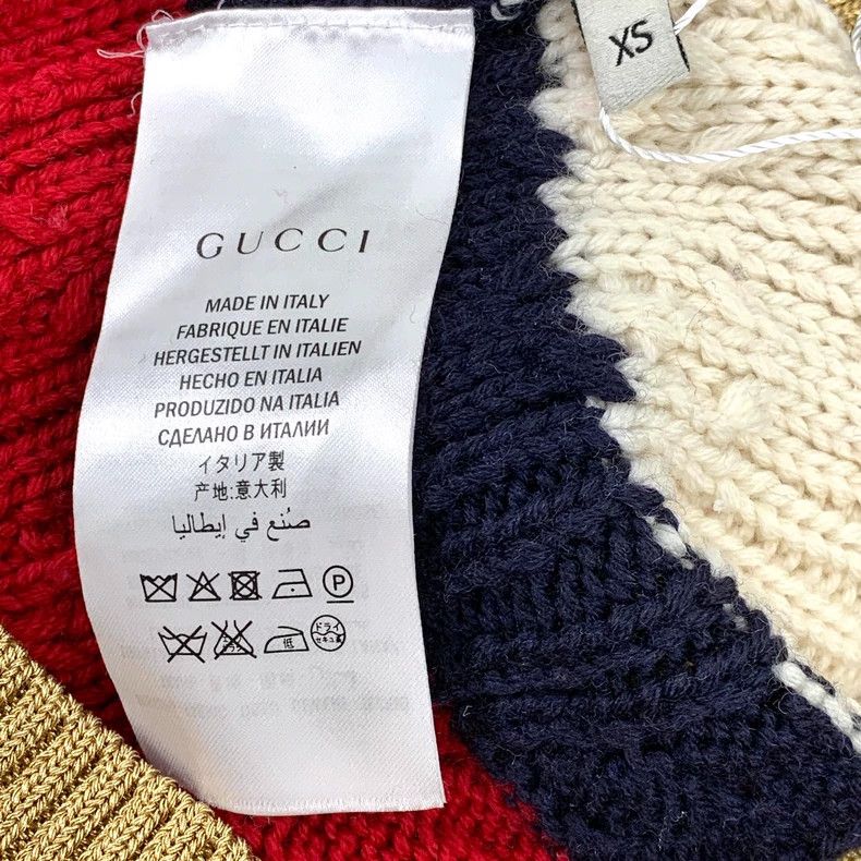 Gucci Gucci Color-blocked striped pearl buckled wool round-neck l Size US XS / EU 42 / 0 - 7 Thumbnail