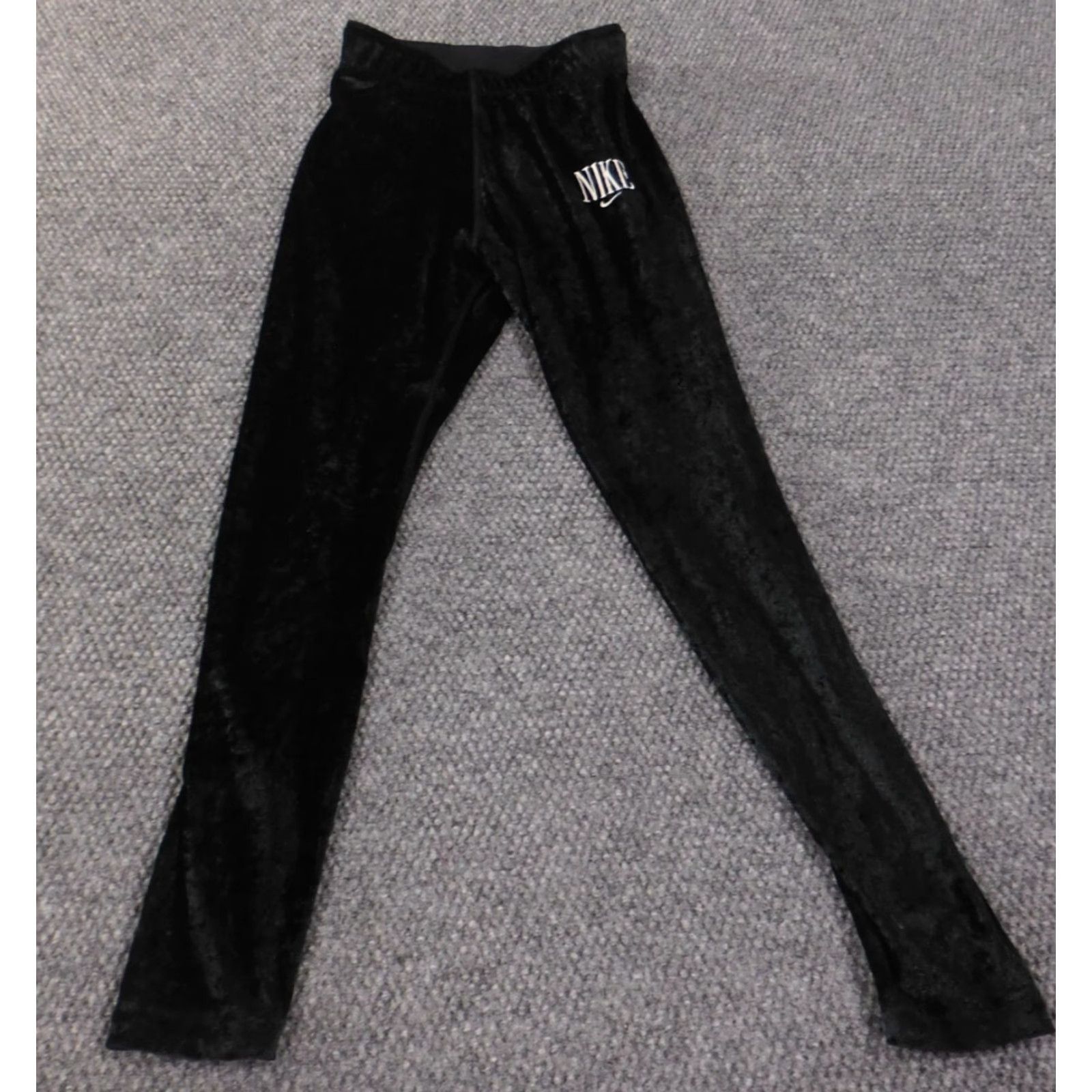 Nike Nike Leggings Women XS Black Logo Dri-FIT Velour Walk Compression Stretch Athletic Size 40" / US 18 - 2 Thumbnail