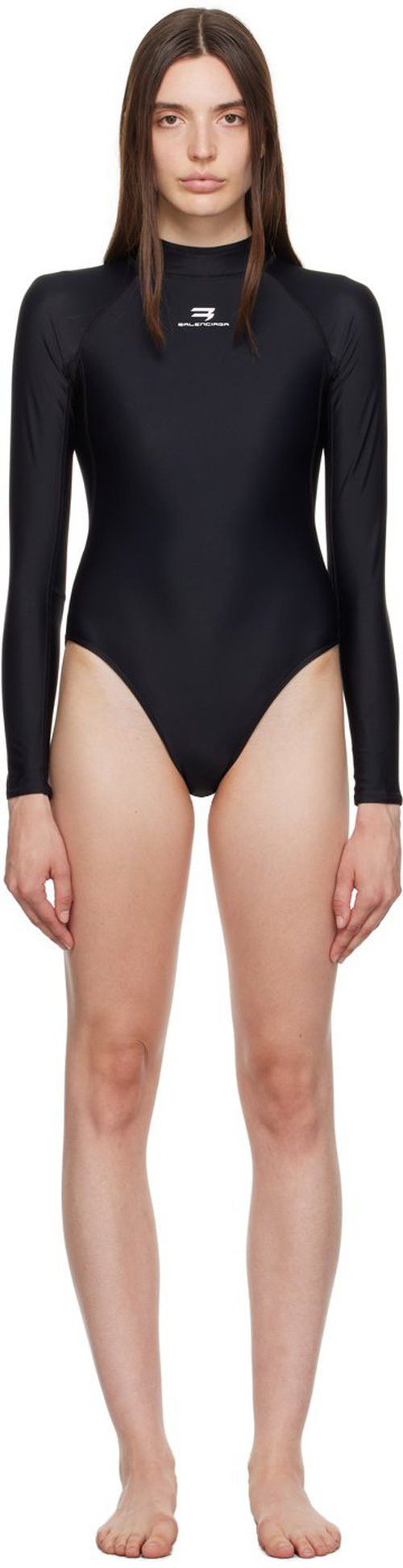 Balenciaga o1tr1nto1125 Sporty Tech Long Sleeve Swimsuit in Black Size XL / US 12-14 / IT 48-50 - 3 Thumbnail