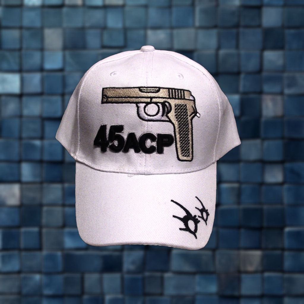 Pistola VINTAGE Baseball Cap Men Adjustable White 45ACP Pistol Gun Sports Cap Size ONE SIZE - 1 Thumbnail