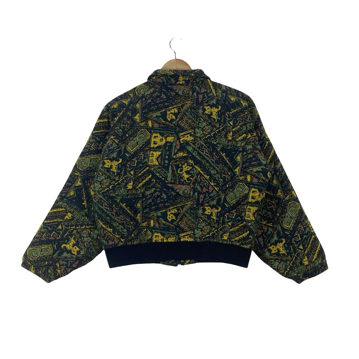 Vintage Vintage 80s CROPPED Abstract Tribal Pattern Bomber Jacket Size US L / EU 52-54 / 3 - 9 Thumbnail