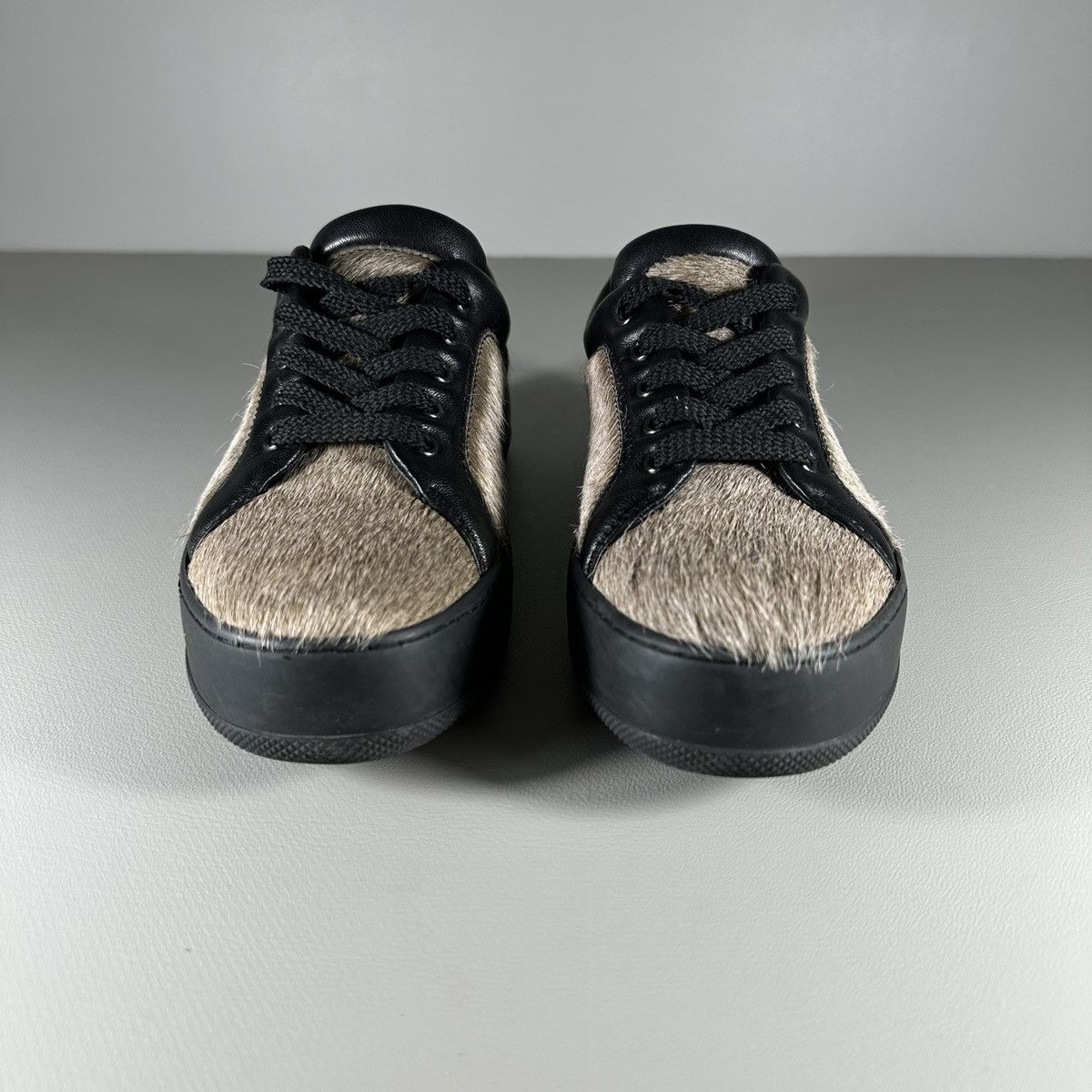 Max Mara Max Mara Atelier Leather Calf Hair Sneakers Size US 7.5 / IT 37.5 - 3 Thumbnail