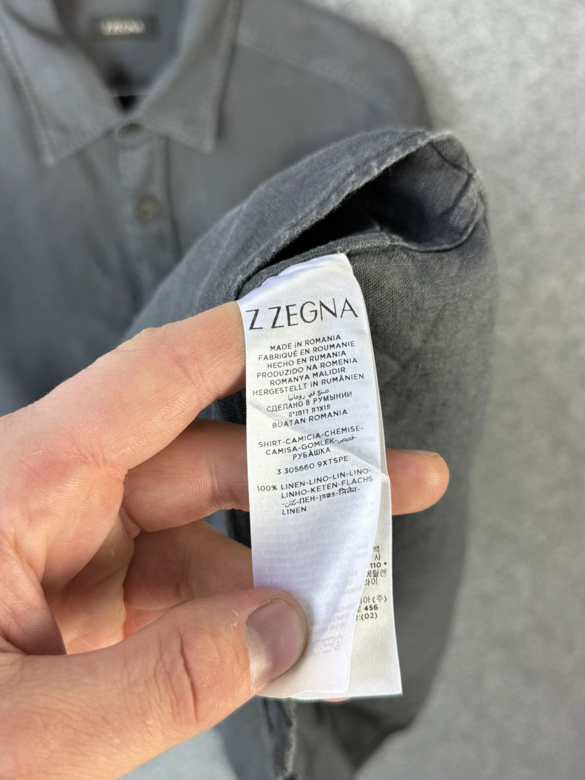 Z Zegna Z Zegna Gray Linen Overshirt Size US L / EU 52-54 / 3 - 9 Thumbnail