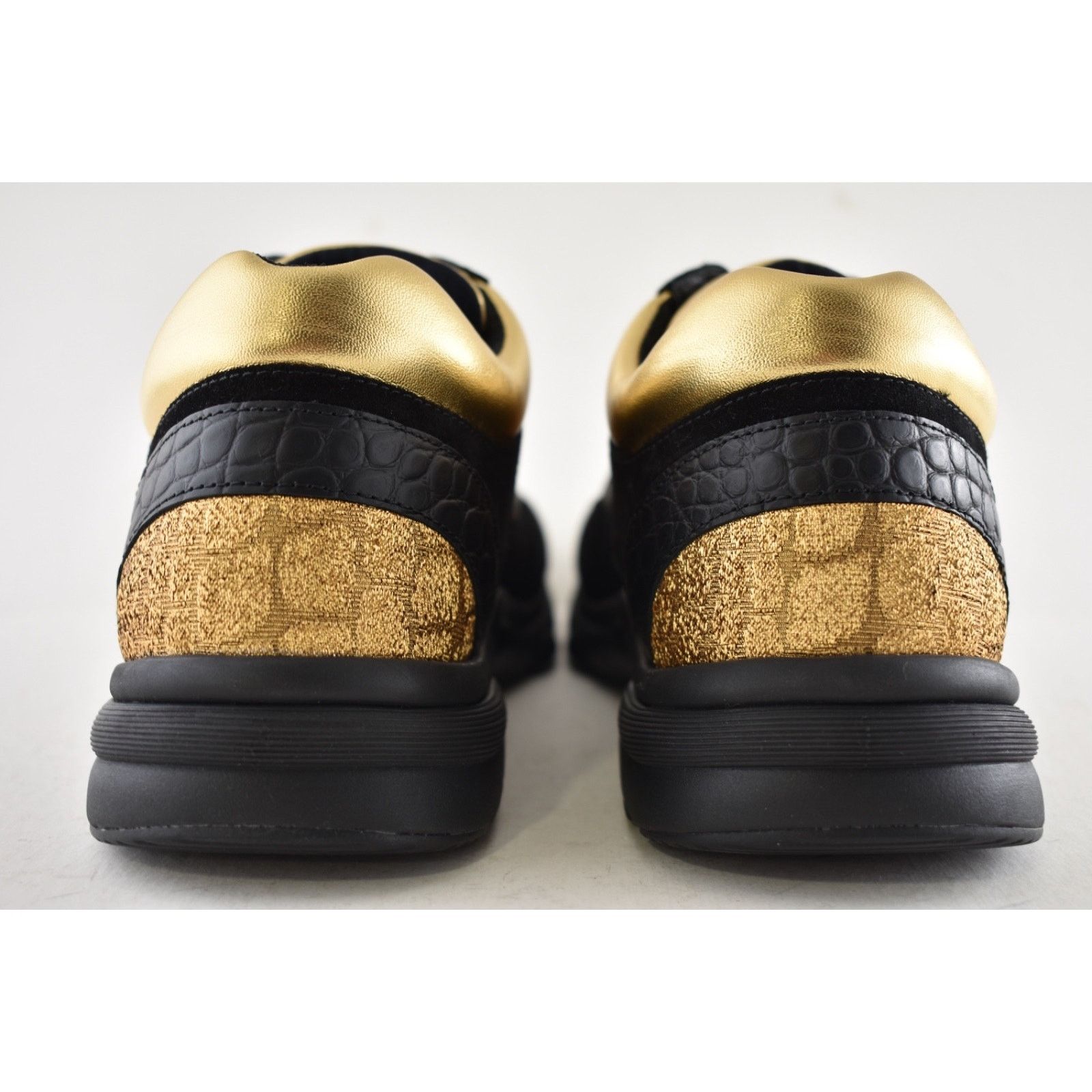 Chanel Chanel 19A Mens Black Gold Croc Suede CC Logo Low Top Size US 11 / EU 44 - 13 Thumbnail