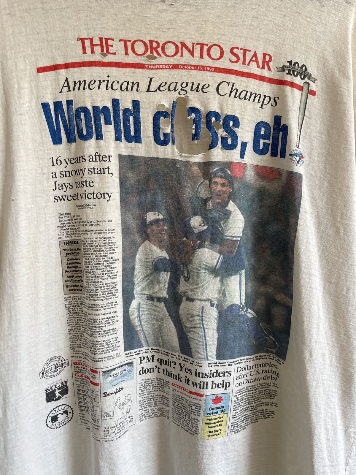 MLB × Vintage Vintage 1992 Toronto Blue Jays T-Shirt Size US XL / EU 56 / 4 - 8 Thumbnail