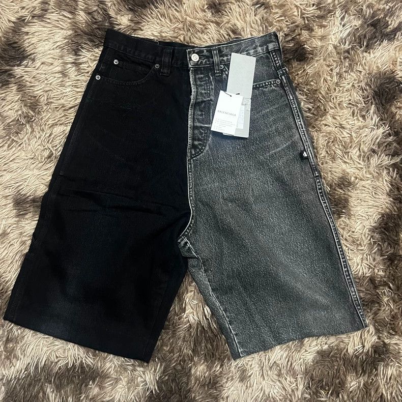 Balenciaga Balenciaga Black and grey patchwork denim shorts Size US 29 - 1 Thumbnail
