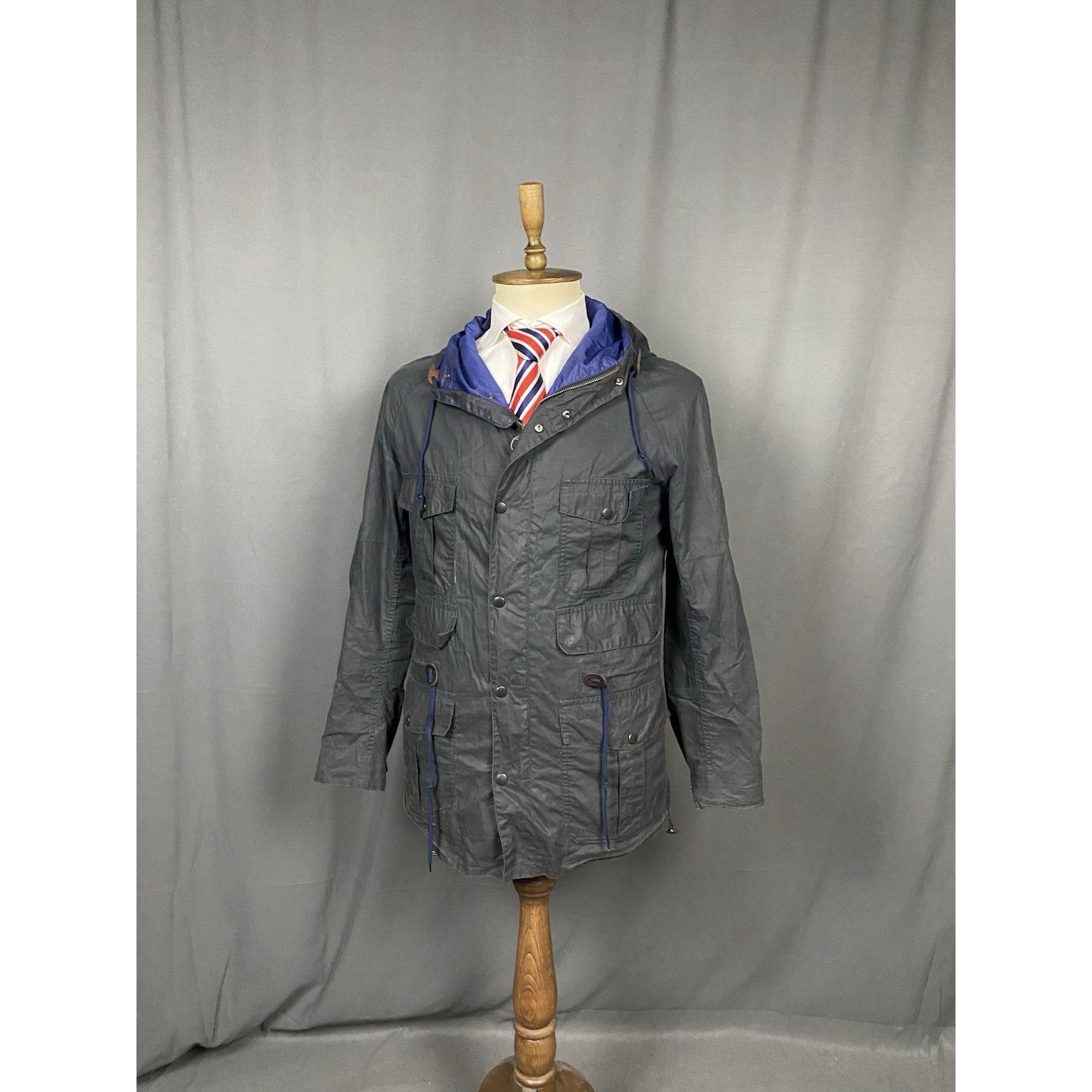 Barbour Barbour Cavendish Blue Hooded Waxed Multipocket Utility Mili Size US M / EU 48-50 / 2 - 4 Thumbnail