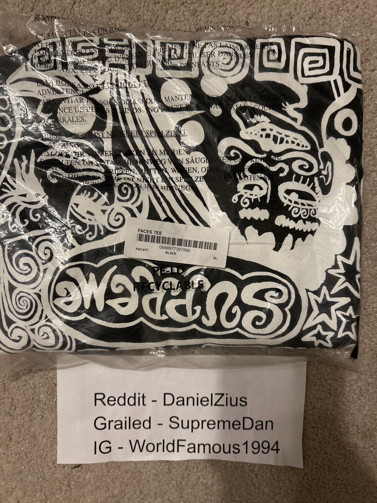 Supreme Supreme Faces Tee 'Black' Size US XL / EU 56 / 4 - 2 Thumbnail