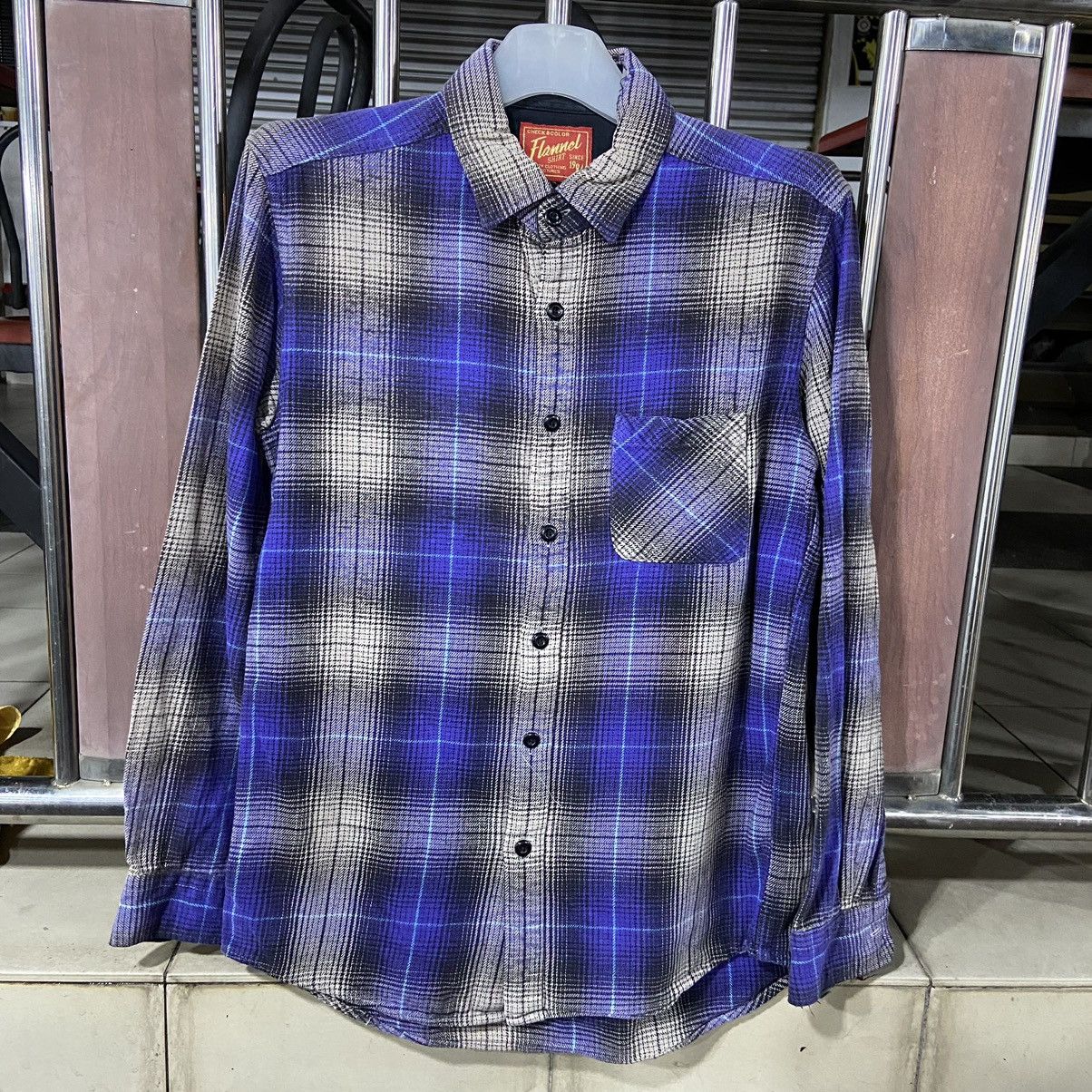 image of Distressed Flannel Nice Chekered Design, Men's (Size Small)