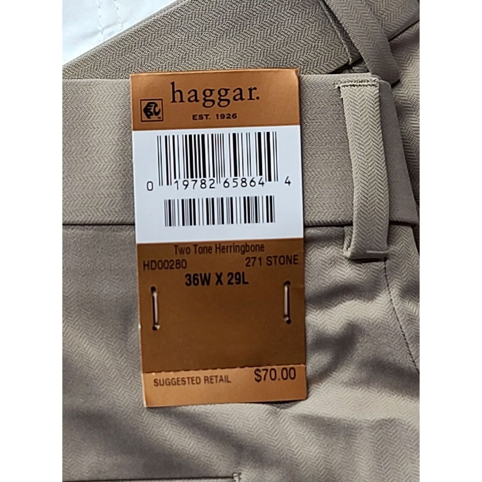 Haggar Haggar Smart Fiber Dress Pant Mens 36x29 Classic Fit Straight Leg Repreve Casual Pants Beige Men's Dress Pants Smart Fiber City Wedding Size US 36 / EU 52 - 3 Thumbnail
