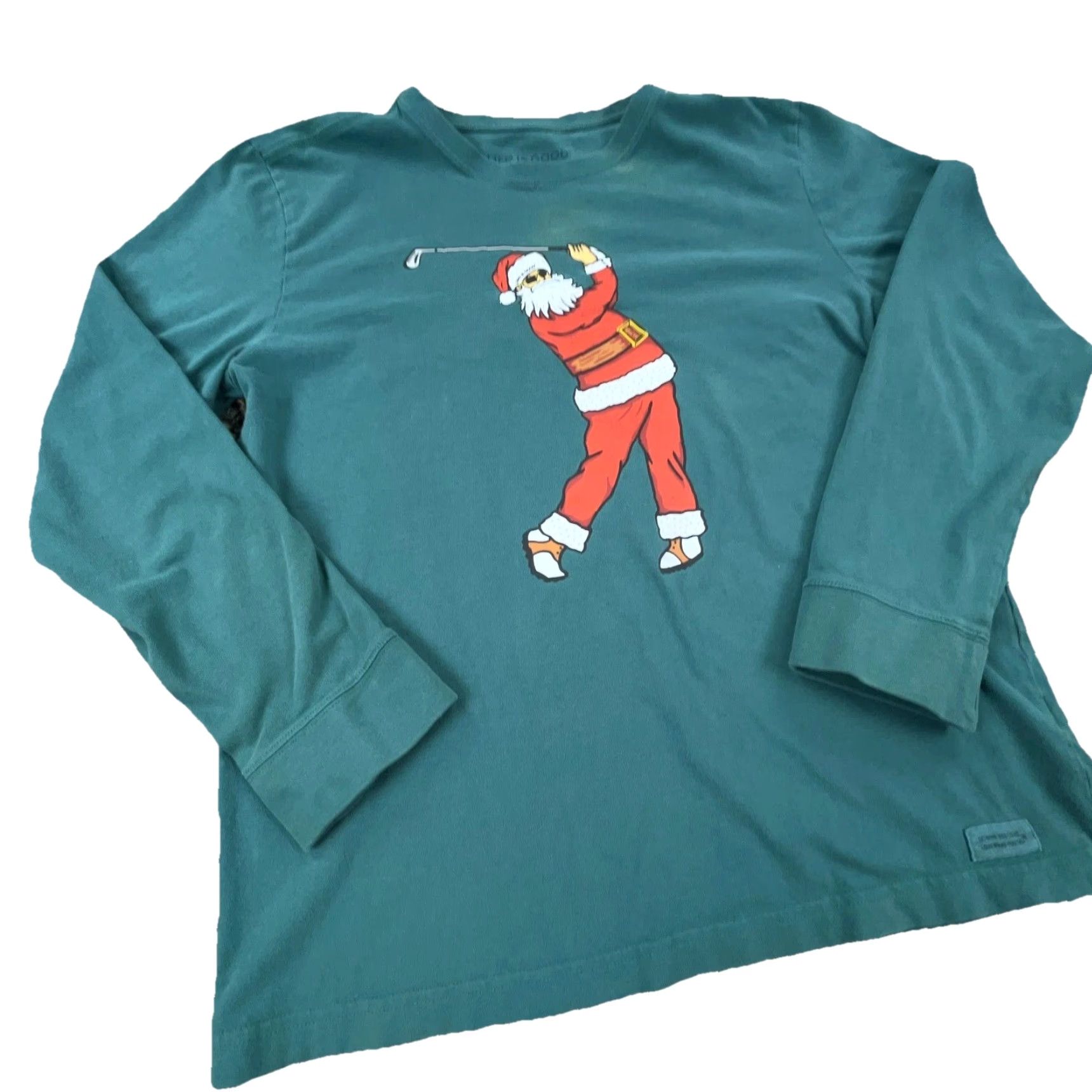 Life is Good VINTAGE Life is Good Crusher Tee Shirt Men M Green Santa Claus Christmas Graphic Print Crew Neck Long Sleeve Regular Fit Cotton T-Shirt Mens Size US M / EU 48-50 / 2 - 2 Thumbnail