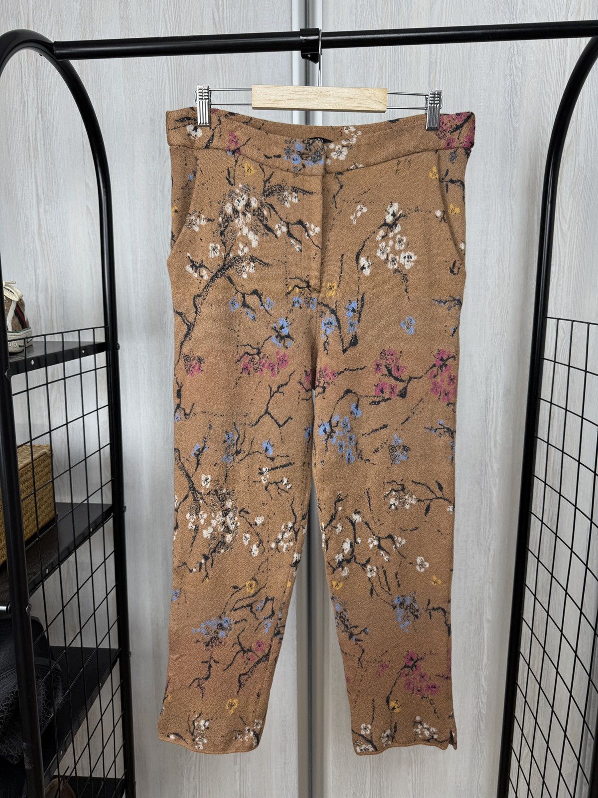 Other Ivko Wool beige brown floral flower pattern pants trousers Size 32" / US 10 / IT 46 - 1 Thumbnail