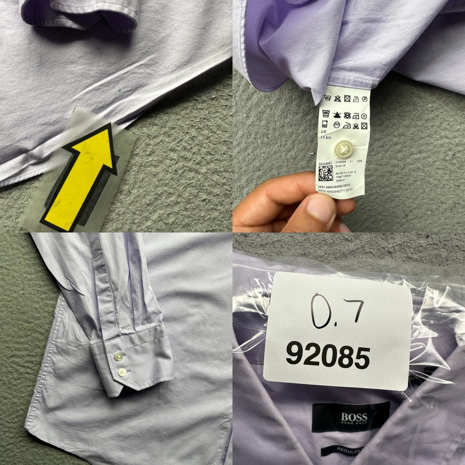 Hugo Boss HUGO BOSS Button-Up Shirt Purple Dress Shirt Mens XL 17.5 36/37 Long Sleeve Regular Fit Size 46R - 8 Thumbnail