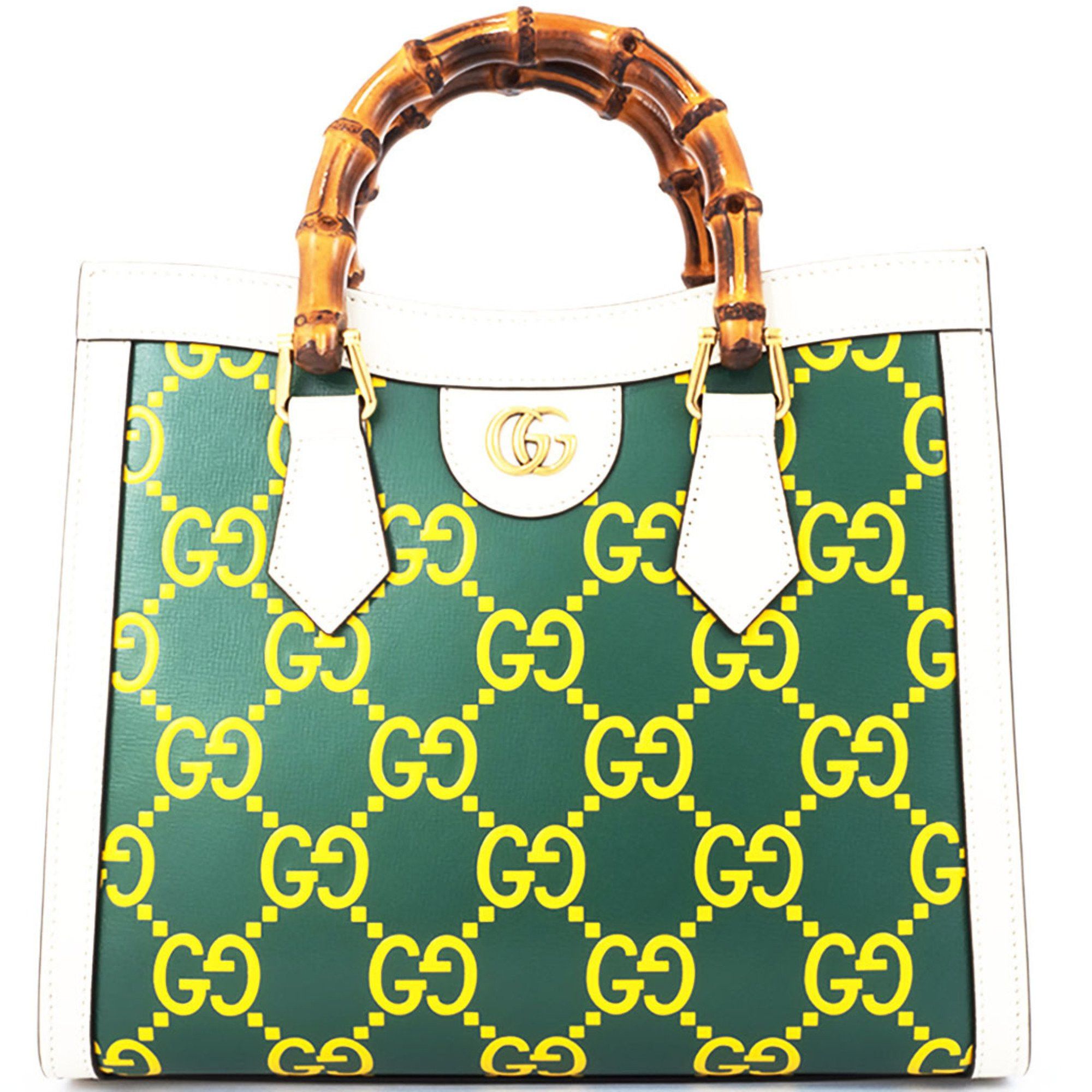 Gucci Diana Small Handbag 660195 Leather Green Yellow Women's