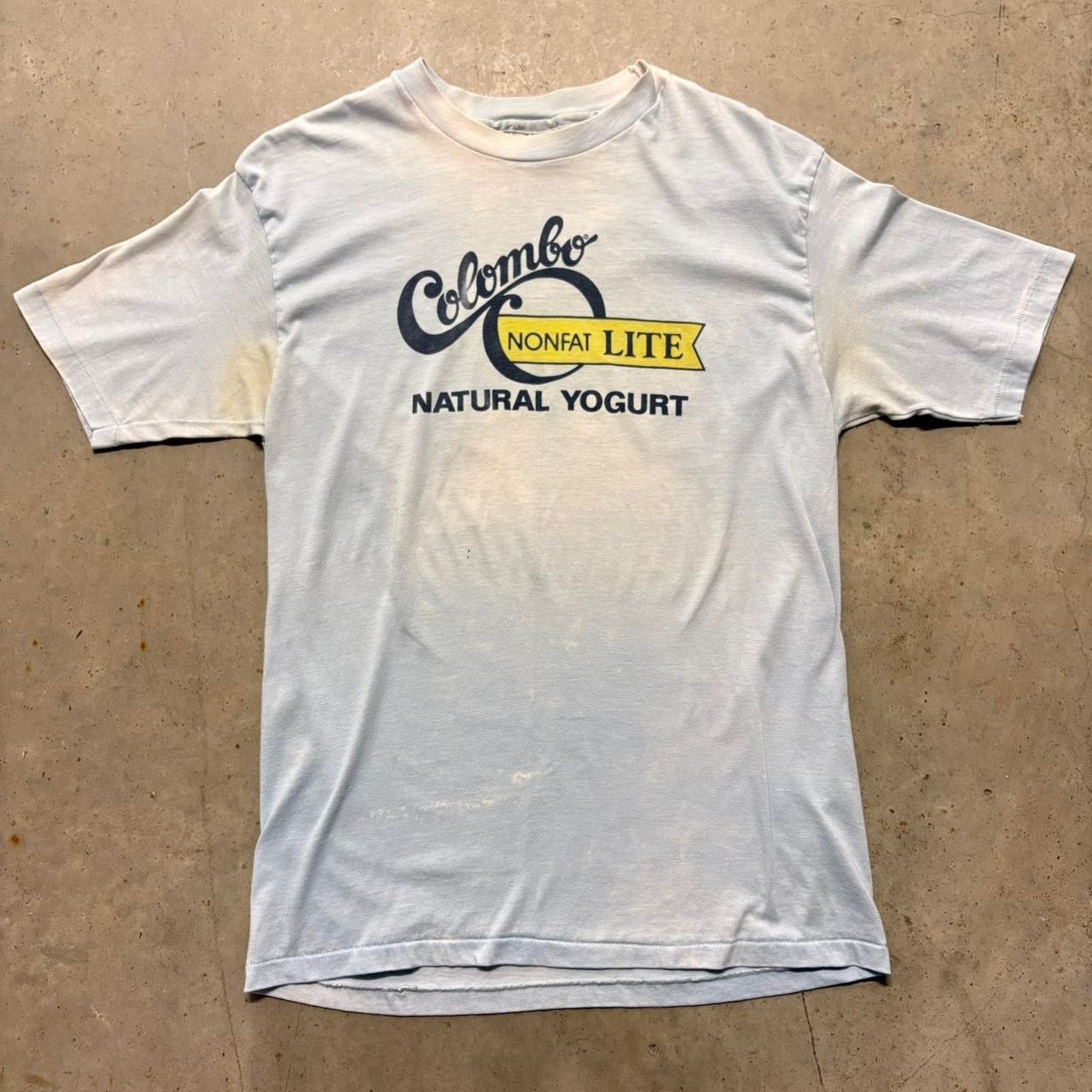 Japanese Brand × Vintage Crazy Vintage 80s Colombo Yogurt Faded Promo Graphic T Shirt Size US XL / EU 56 / 4 - 1 Thumbnail