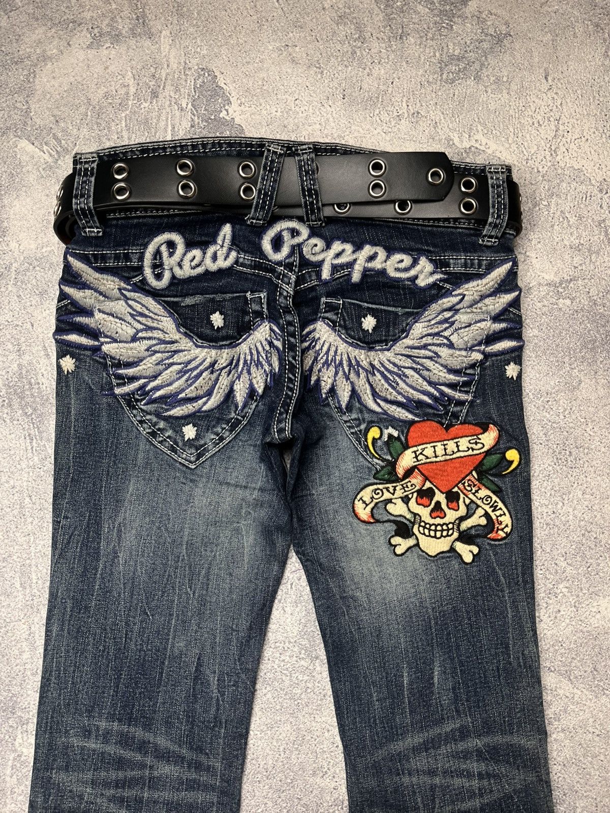 Red Pepper x Ed Hardy Flared Denim Pants