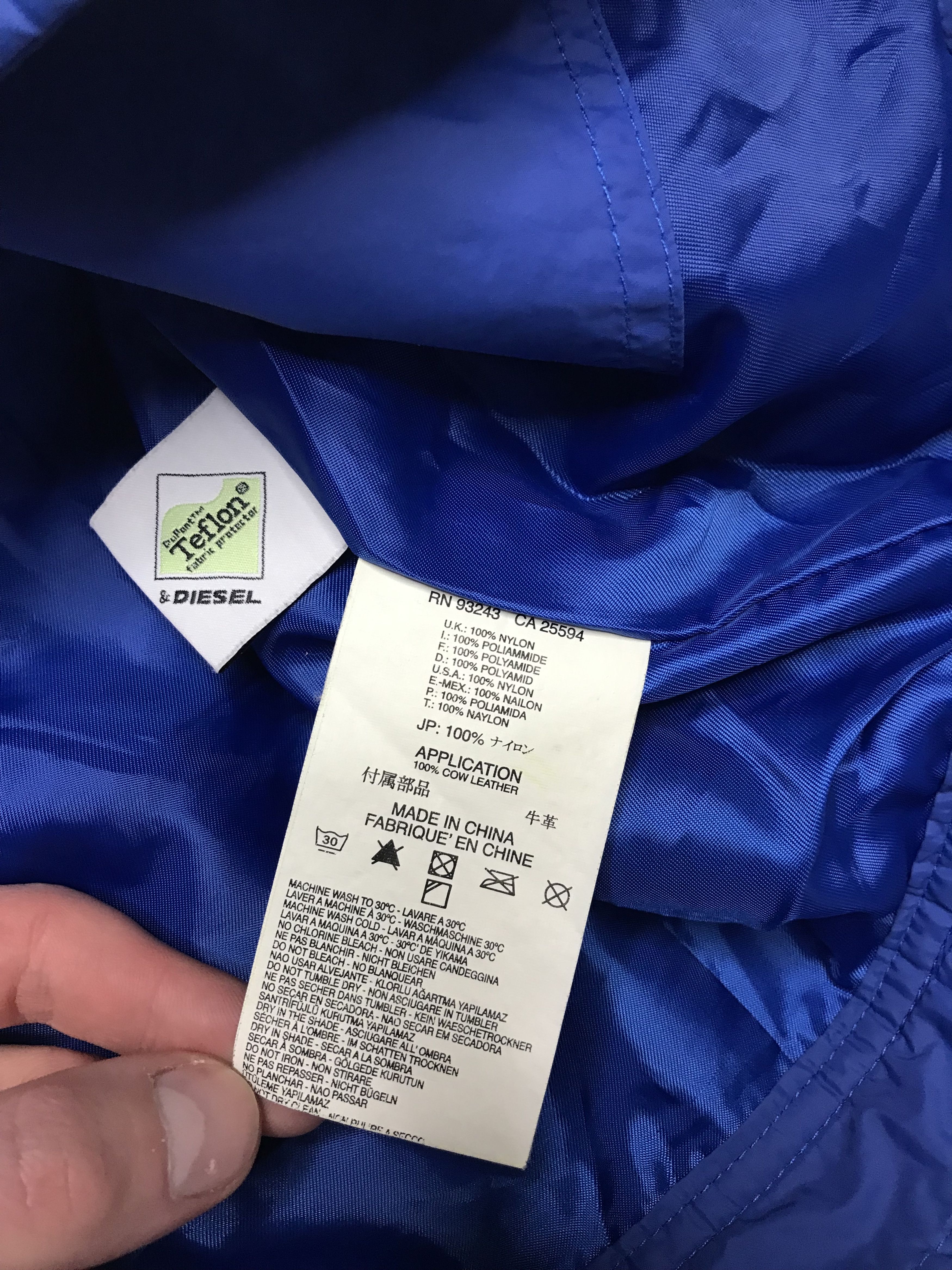 Diesel Diesel Mens Hooded Jacket Blue Teflon Coated Nylon Size US M / EU 48-50 / 2 - 9 Thumbnail