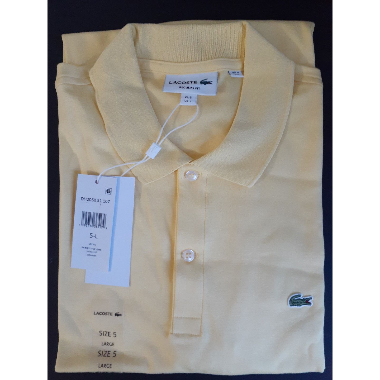 Lacoste Lacoste Mens Short Sleeve Pima Jersey Regular Polo Yellow L Size US L / EU 52-54 / 3 - 2 Thumbnail