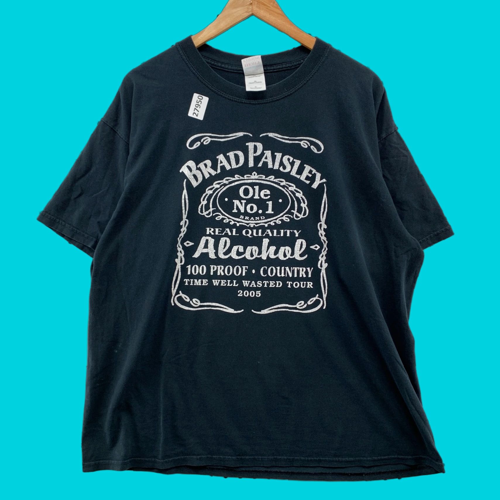 Gildan Brad Paisley Shirt Black Alcohol Jack Daniels Graphic Music Band Adult XL 25x28 Shirt Unisex Women Men Mens Size US XL / EU 56 / 4 - 1 Thumbnail