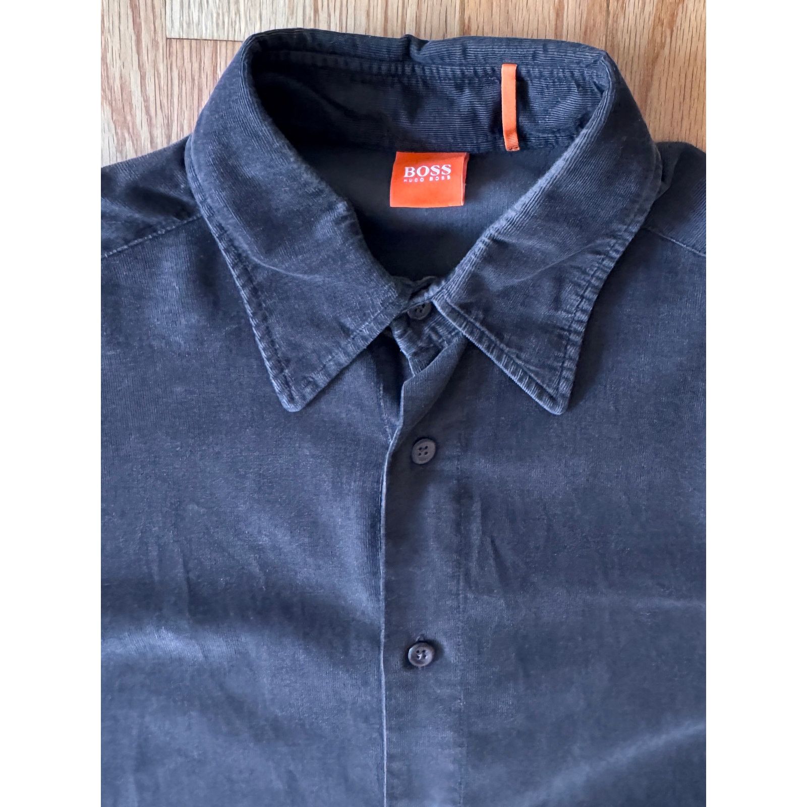 Hugo Boss BOSS Corduroy Button-Up | Brown with Orange Stitching Size US S / EU 44-46 / 1 - 2 Thumbnail