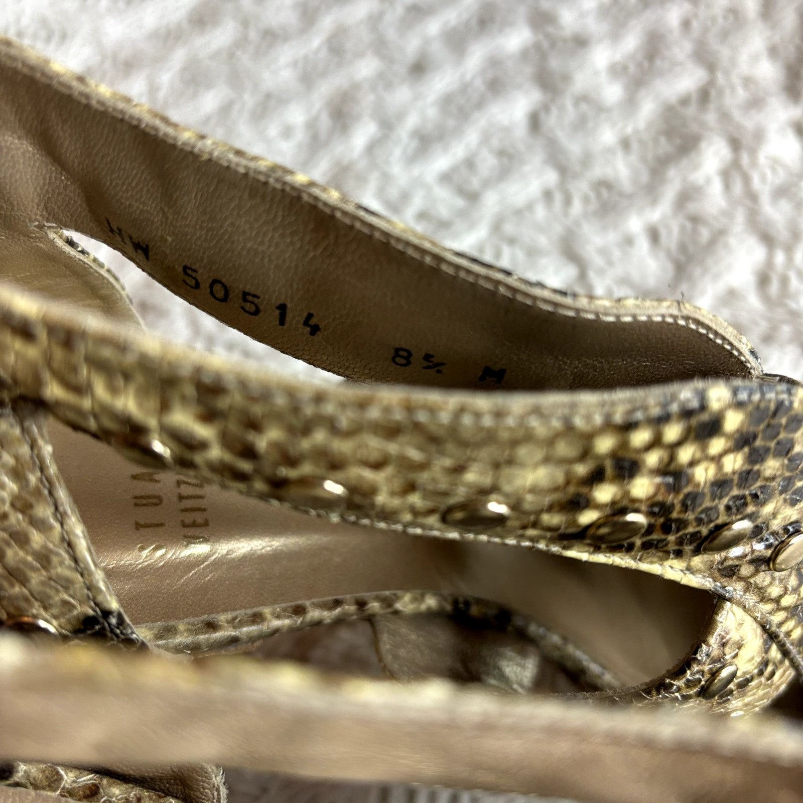 Stuart Weitzman Stuart Weitzman Snake Print Leather Platform Studded Zip-Cag Size US 8.5 / IT 38.5 - 4 Thumbnail