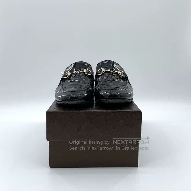 Gucci Gucci Black patent leather shiny horse buckle casual flat Size US 5 / IT 35 - 8 Thumbnail