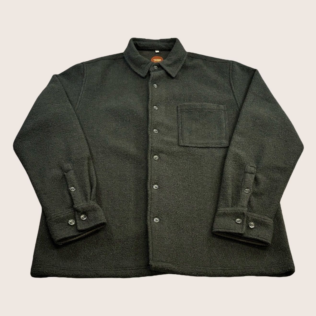 Vintage Common People Fleece Overshirt Shacket XL Mens Dark Khaki Button Up Regular Fit Vintage No Size US XL / EU 56 / 4 - 1 Thumbnail