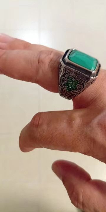 Jewelry Turquoise Gemstone Ring Streetwear Jewelry Fashion Gift Size ONE SIZE - 1 Thumbnail
