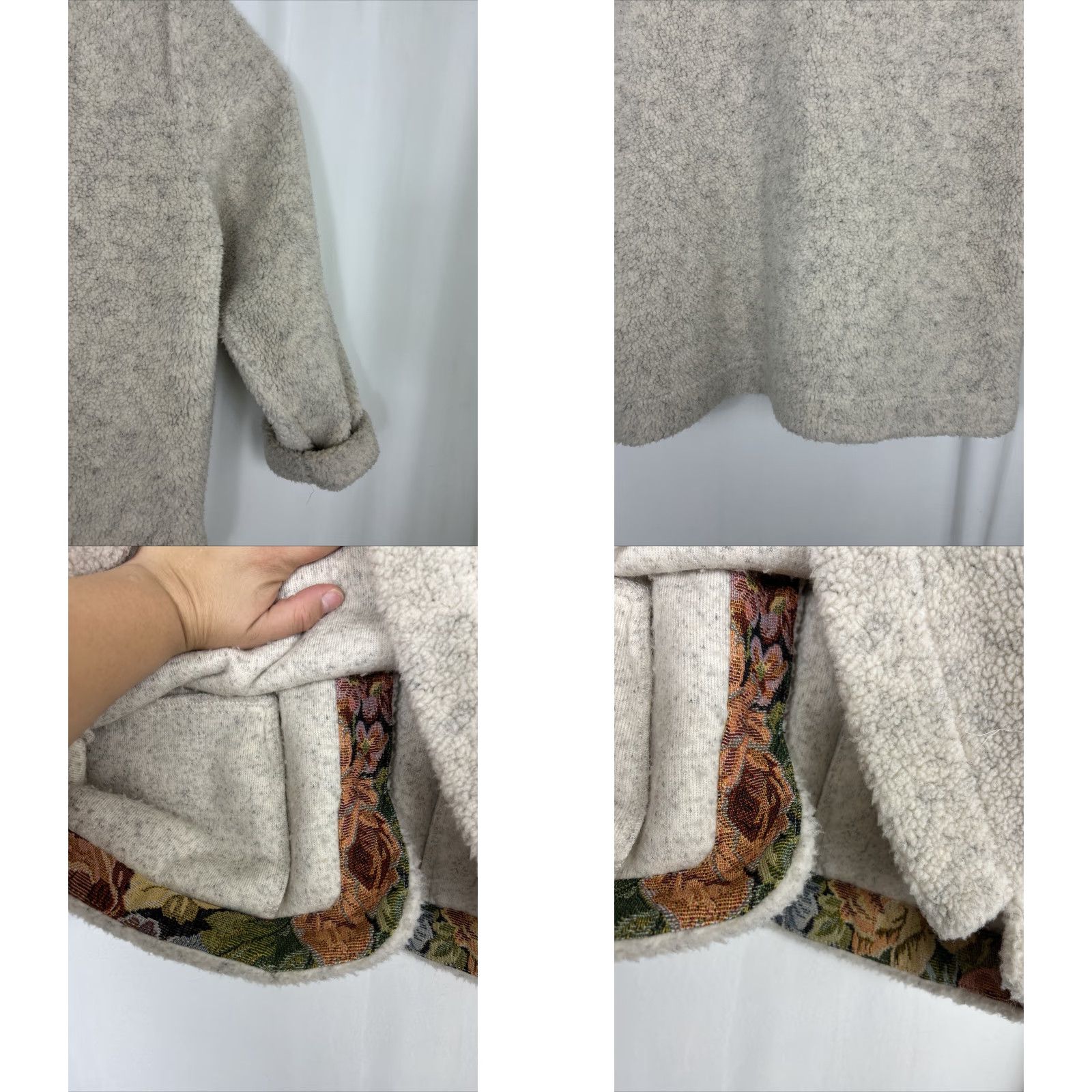 Orvis Orvis Womens Jacket L Ivory Marled Button Front With Brocade Details Stained Size L / US 10 / IT 46 - 10 Thumbnail