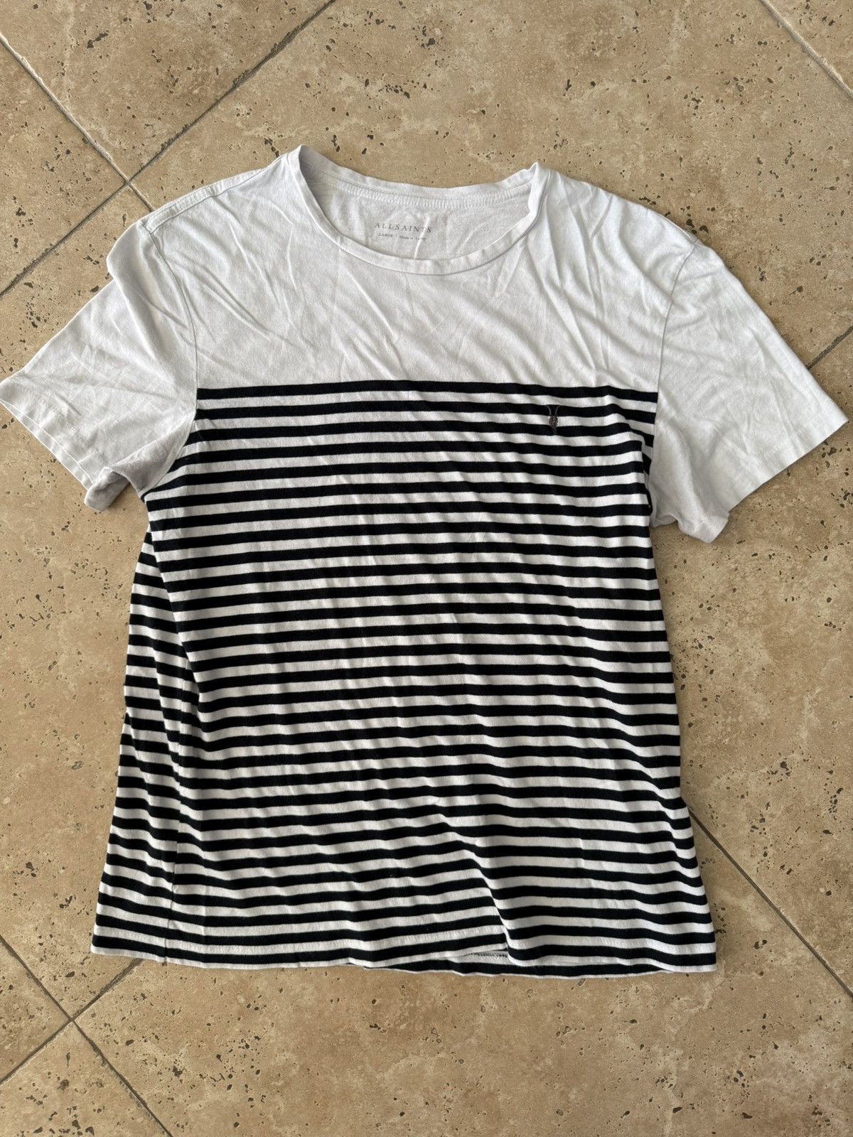 Allsaints Allsaints Striped Logo T-Shirt Size US L / EU 52-54 / 3 - 1 Thumbnail