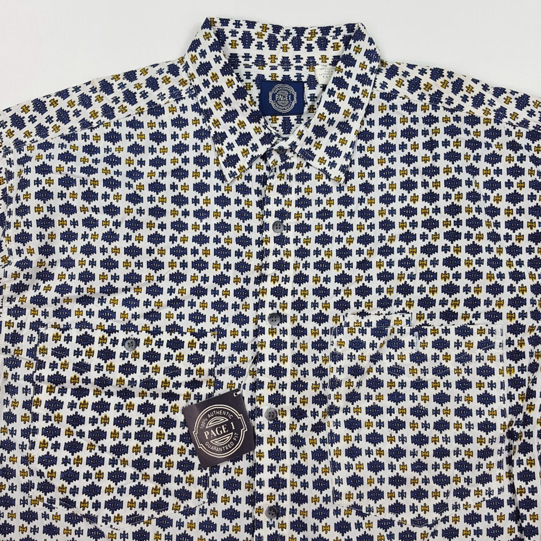 Vintage VINTAGE Geometric Art Short Sleeve Shirt Large Button-Up Collar 90s Mens Size US L / EU 52-54 / 3 - 2 Thumbnail