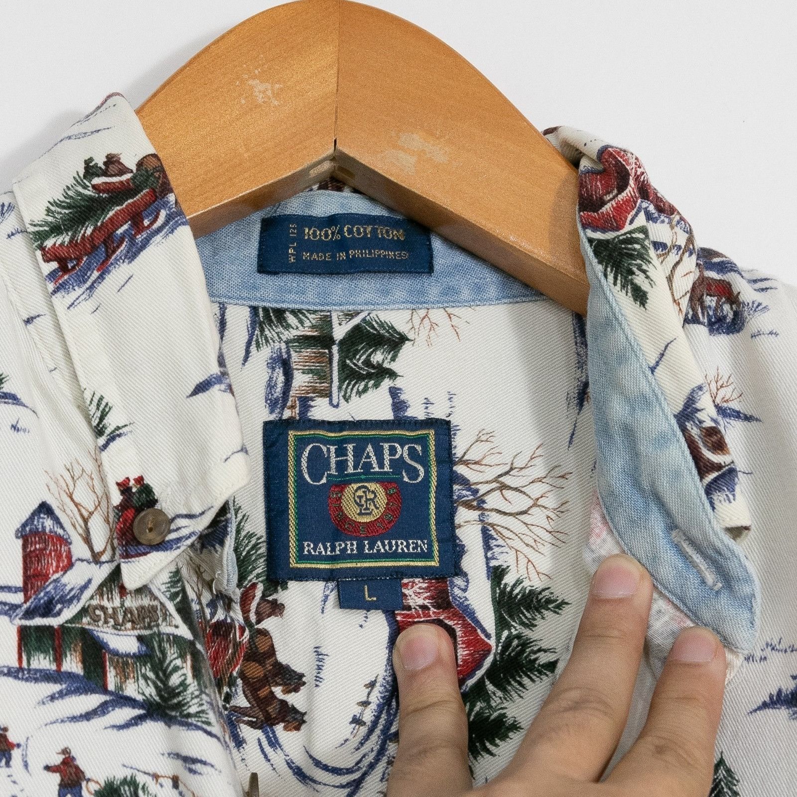 Chaps Vintage 90s Chaps Ralph Lauren Winter Pattern Shirt Large Size US L / EU 52-54 / 3 - 5 Thumbnail