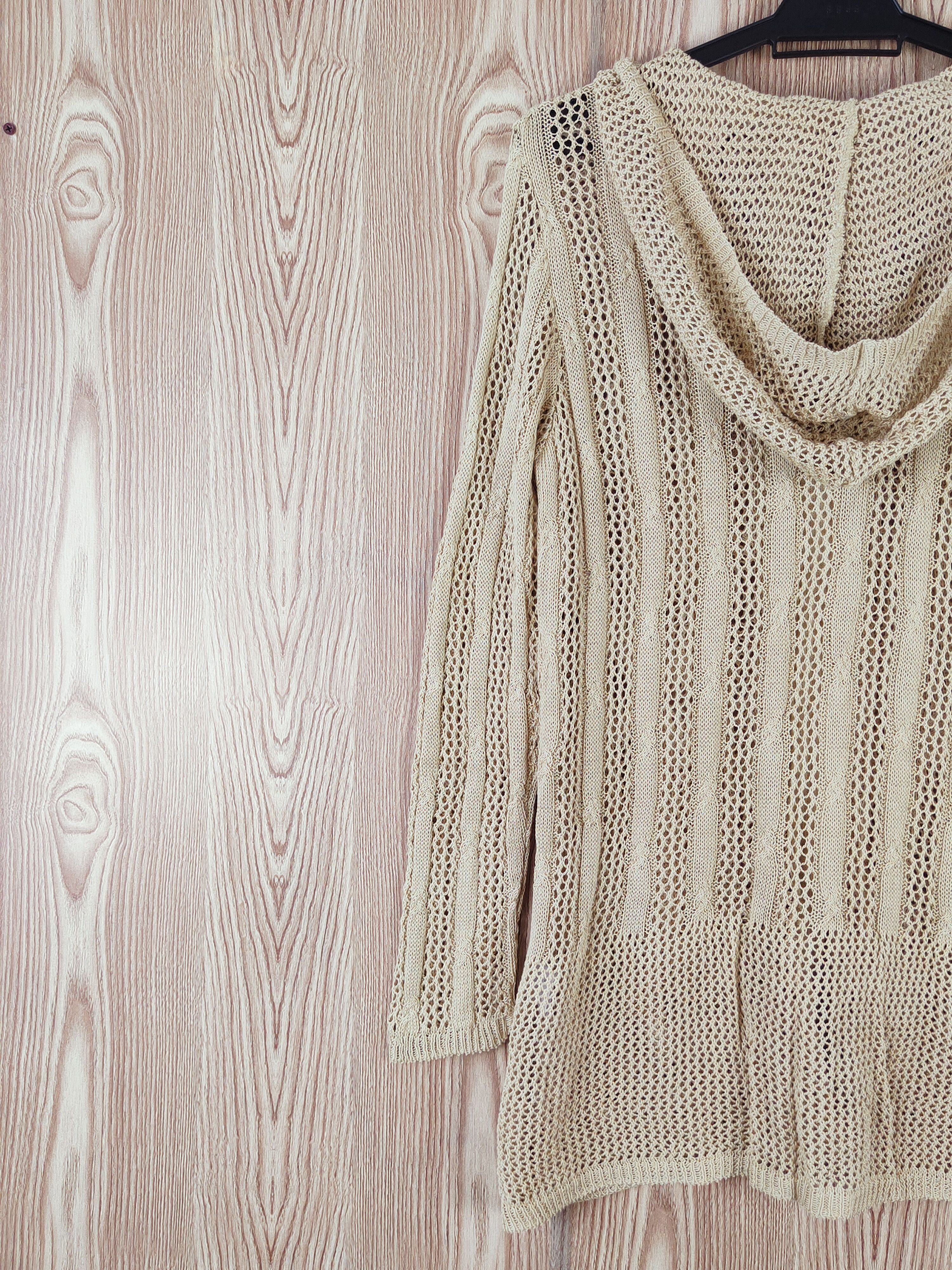 Aran Isles Knitwear Cosmo Polaris Crochet Meshnet Hoodie Knitwear Cardigan #W683 Size M / US 6-8 / IT 42-44 - 8 Thumbnail