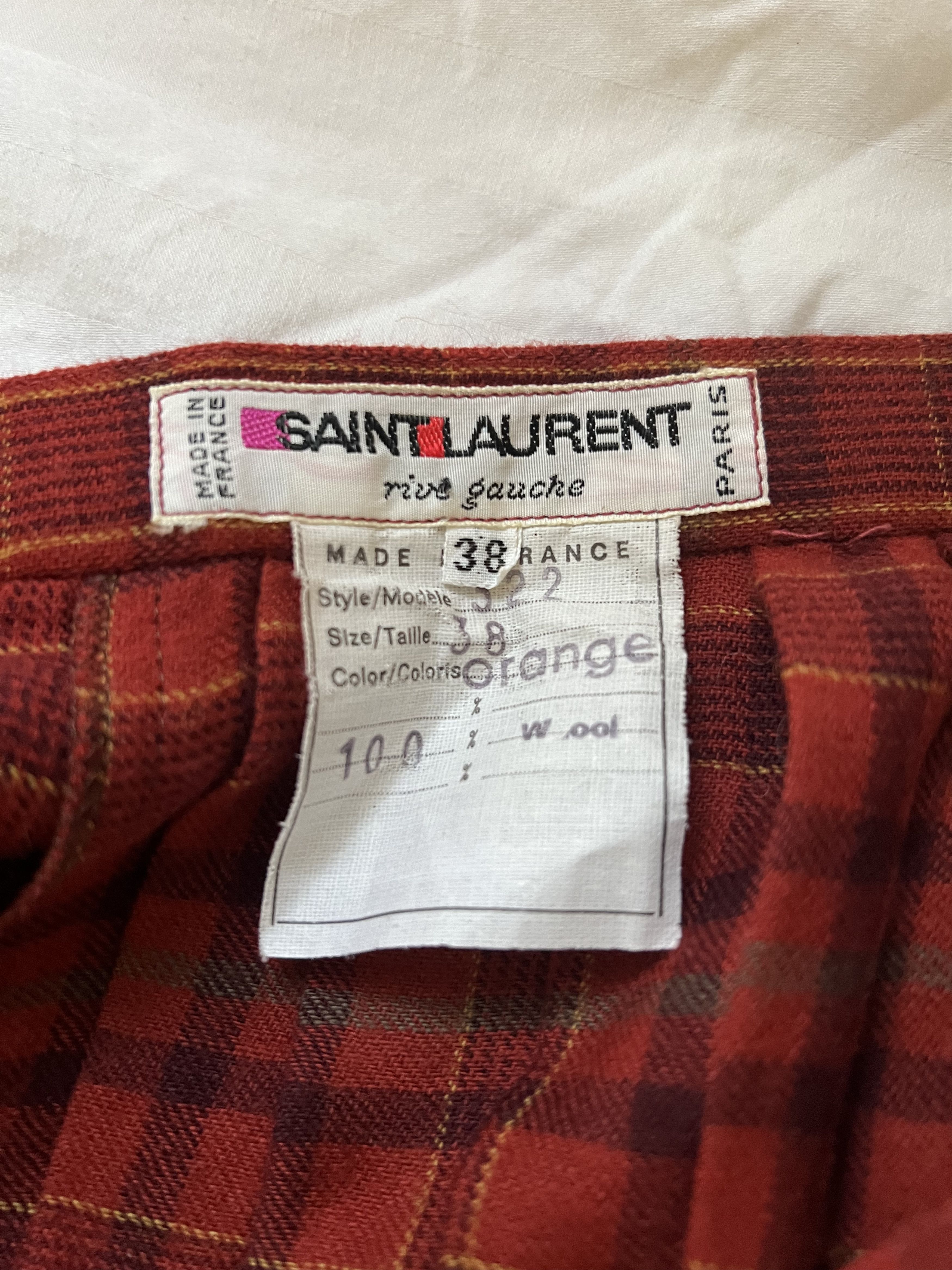 Yves Saint Laurent Vintage YSL Rive Gauche Wool Plaid Wrap Skirt Size 30" / US 8 / IT 44 - 6 Thumbnail