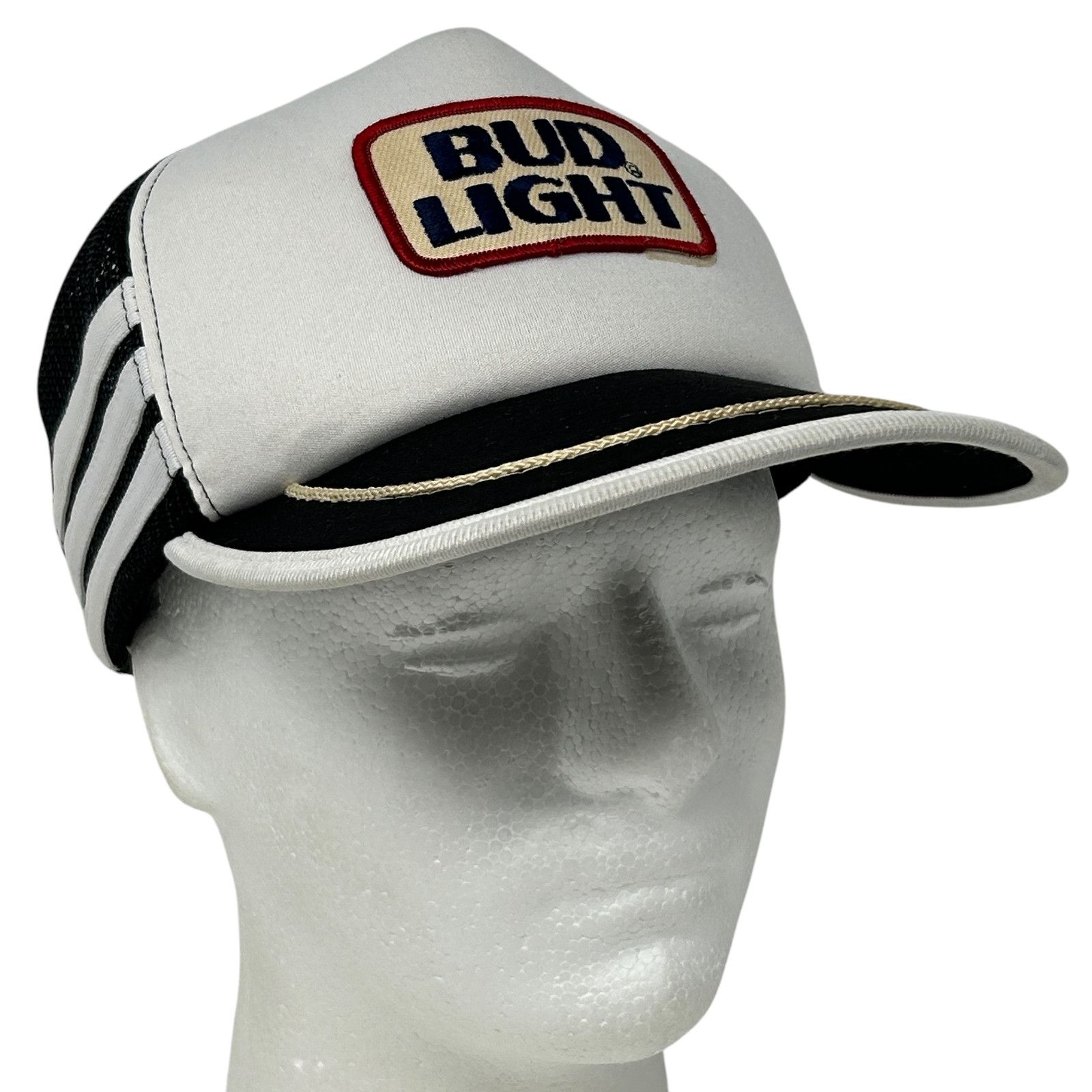 Vintage Vintage Bud Light 3 Stripe Trucker Hat Baseball Cap White Size ONE SIZE - 12 Thumbnail