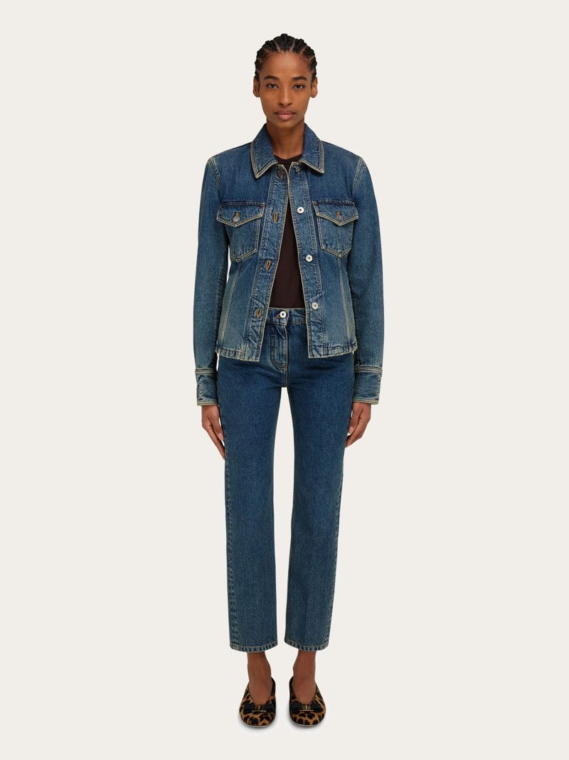 Salvatore Ferragamo o1s1rm0526 Denim Jacket in Blue Size XS / US 0-2 / IT 36-38 - 6 Thumbnail