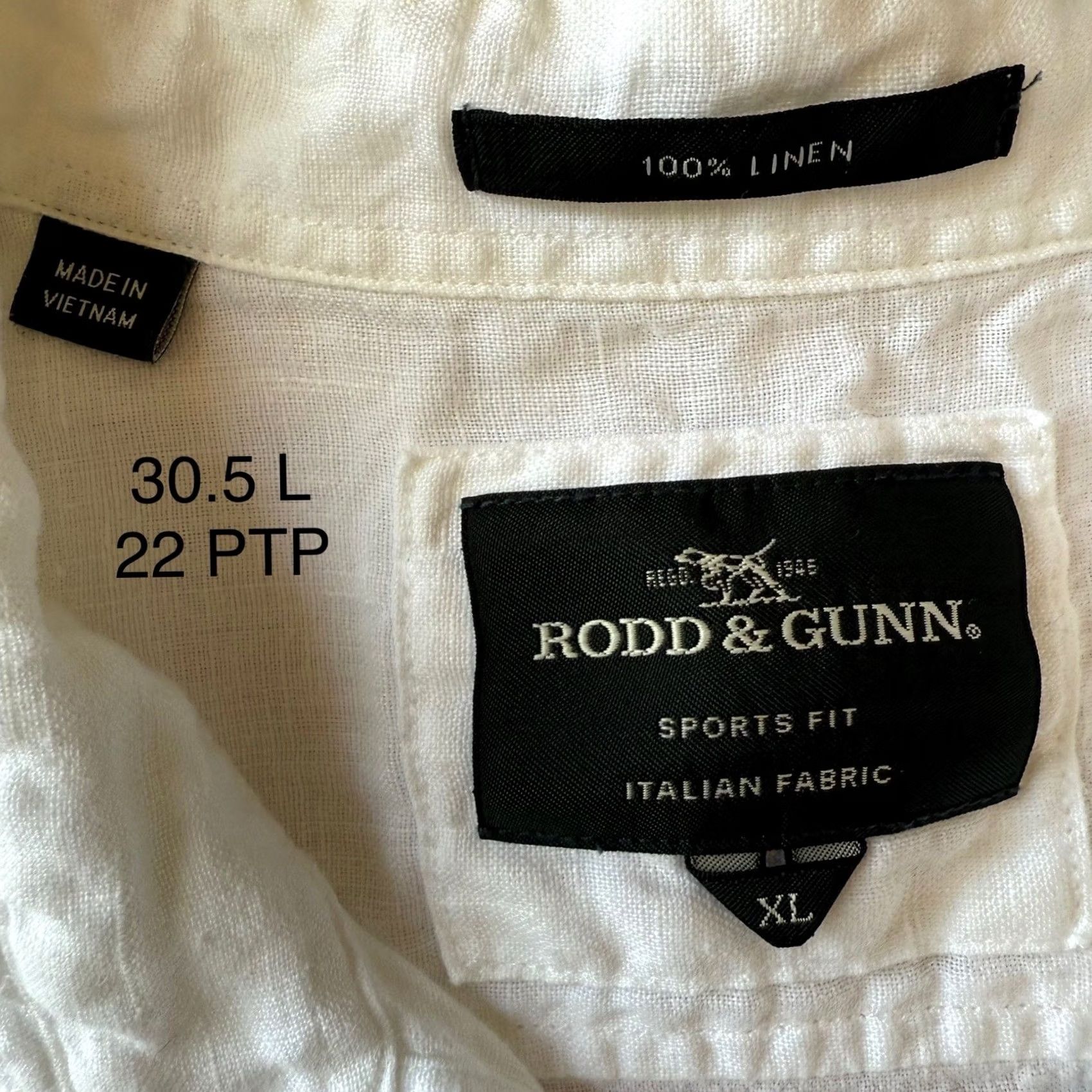 Rodd & Gunn Rodd & Gunn Linen Shirt XL White Casual Short Button Up New York Minimalist Mens Size US XL / EU 56 / 4 - 6 Thumbnail