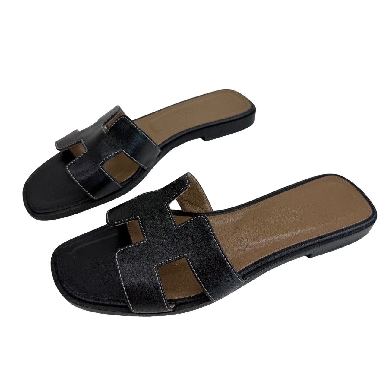 Hermes Hermès Oran Leather Sandals Size 37 Size US 7 / IT 37 - 1 Thumbnail