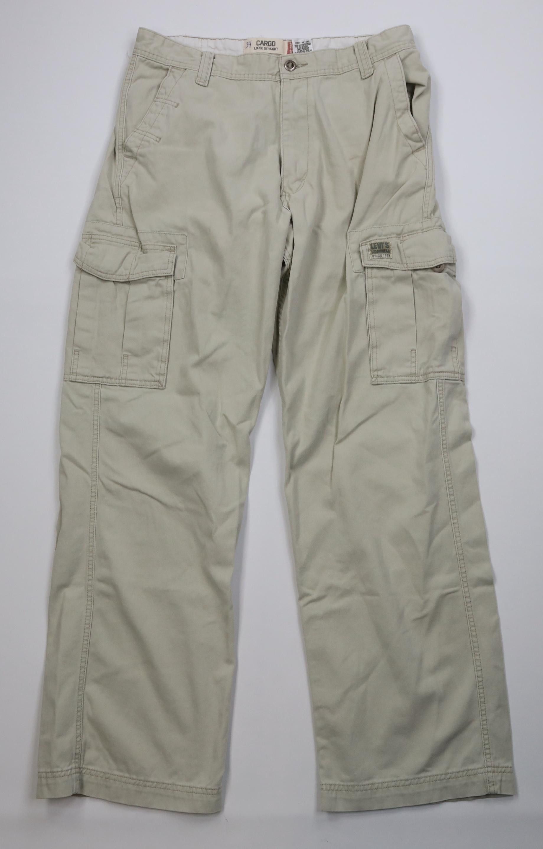 Vintage Y2K 2006 Levis Fit Baggy Wide Leg Cargo Pants Beige