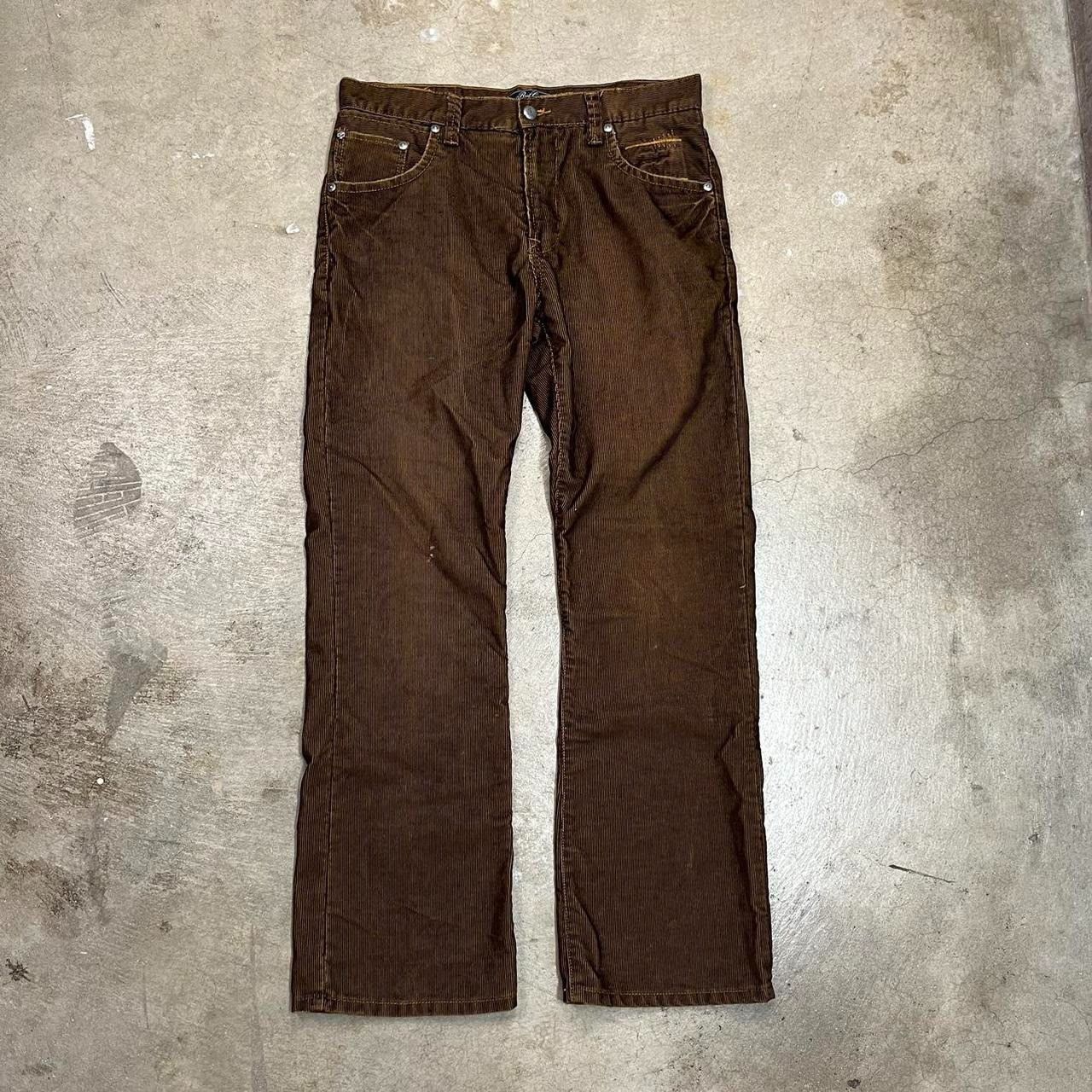 image of Y2K Marc Ecko Unltd Boot Cut Brown Corduroy Pants, Men's (Size 34)