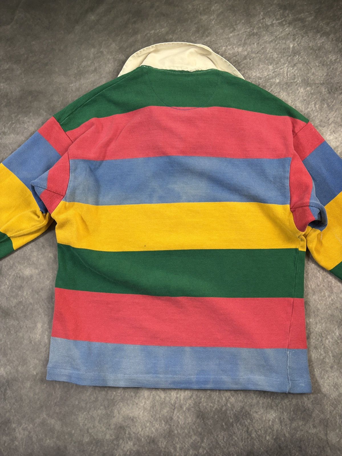 Vintage Vintage Rugby Polo Longsleeve Faded Cropped Striped 80s 90s Size US M / EU 48-50 / 2 - 9 Thumbnail