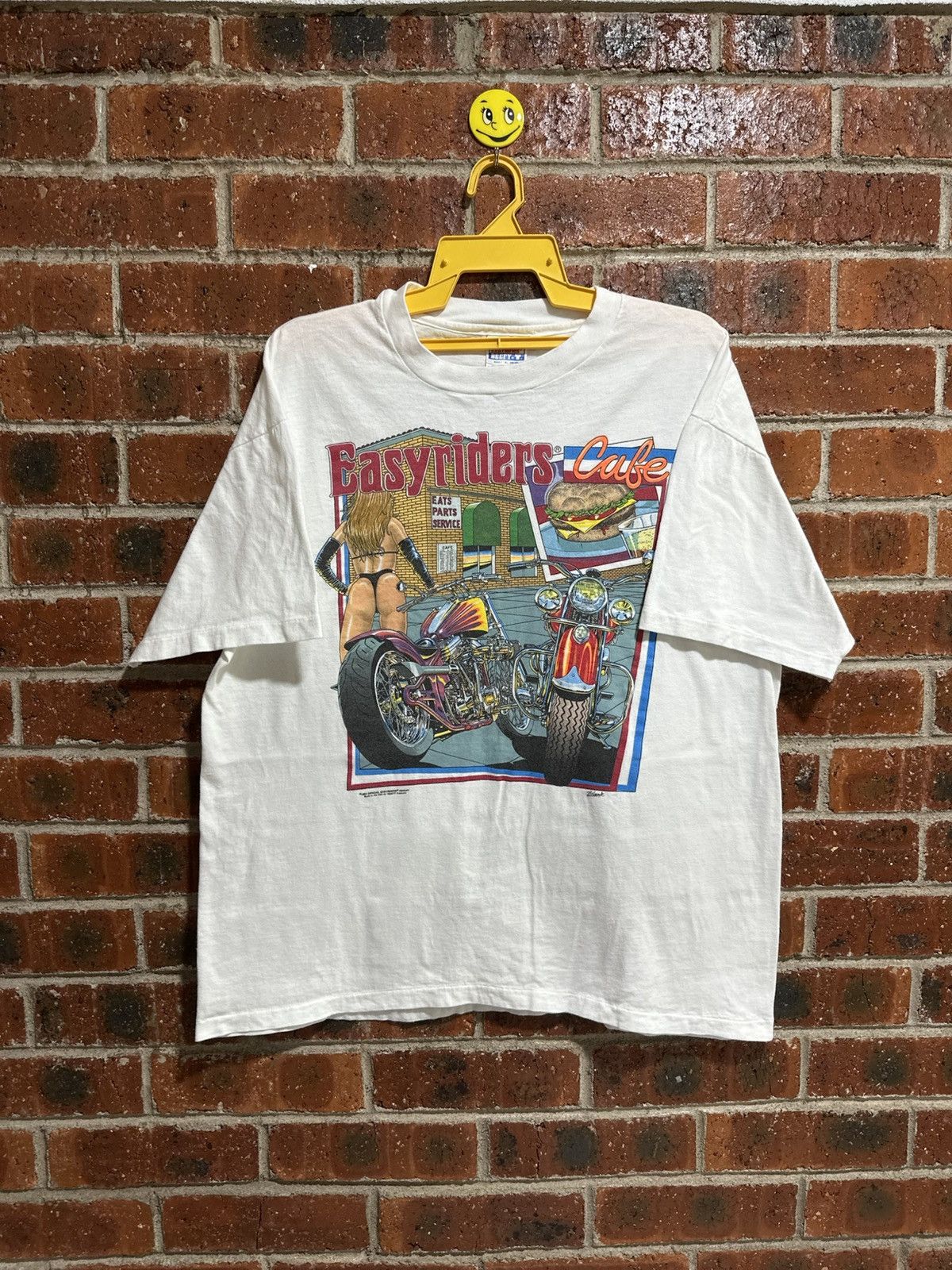 Hanes Vintage 90s Easy Riders Nekad Girl Cafe Faded Tee Size US XL / EU 56 / 4 - 1 Thumbnail