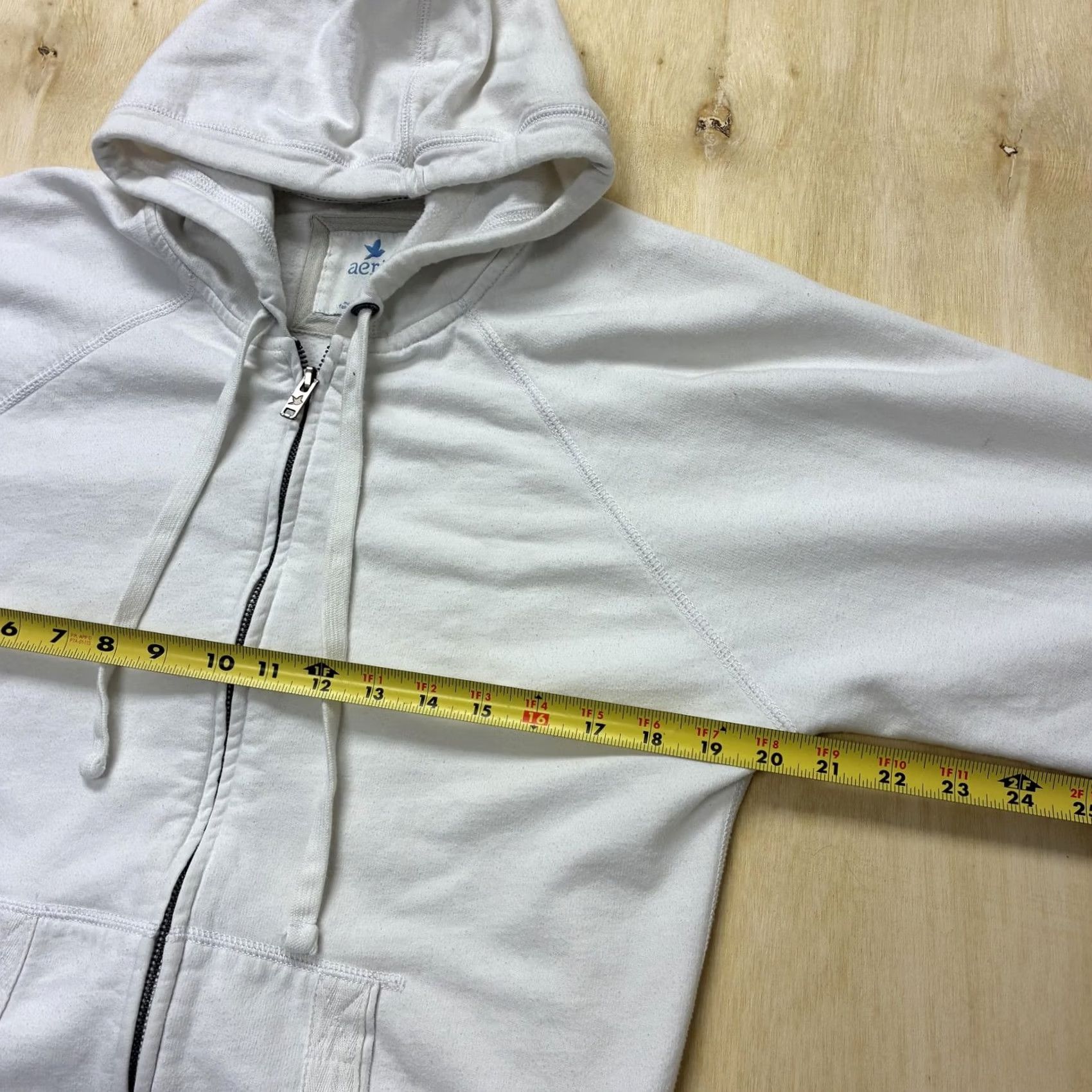 Vintage Aerie Hoodie Womens Medium White Full Zip Fleece Hooded Kangaroo Pocket Logo Size M / US 6-8 / IT 42-44 - 6 Thumbnail