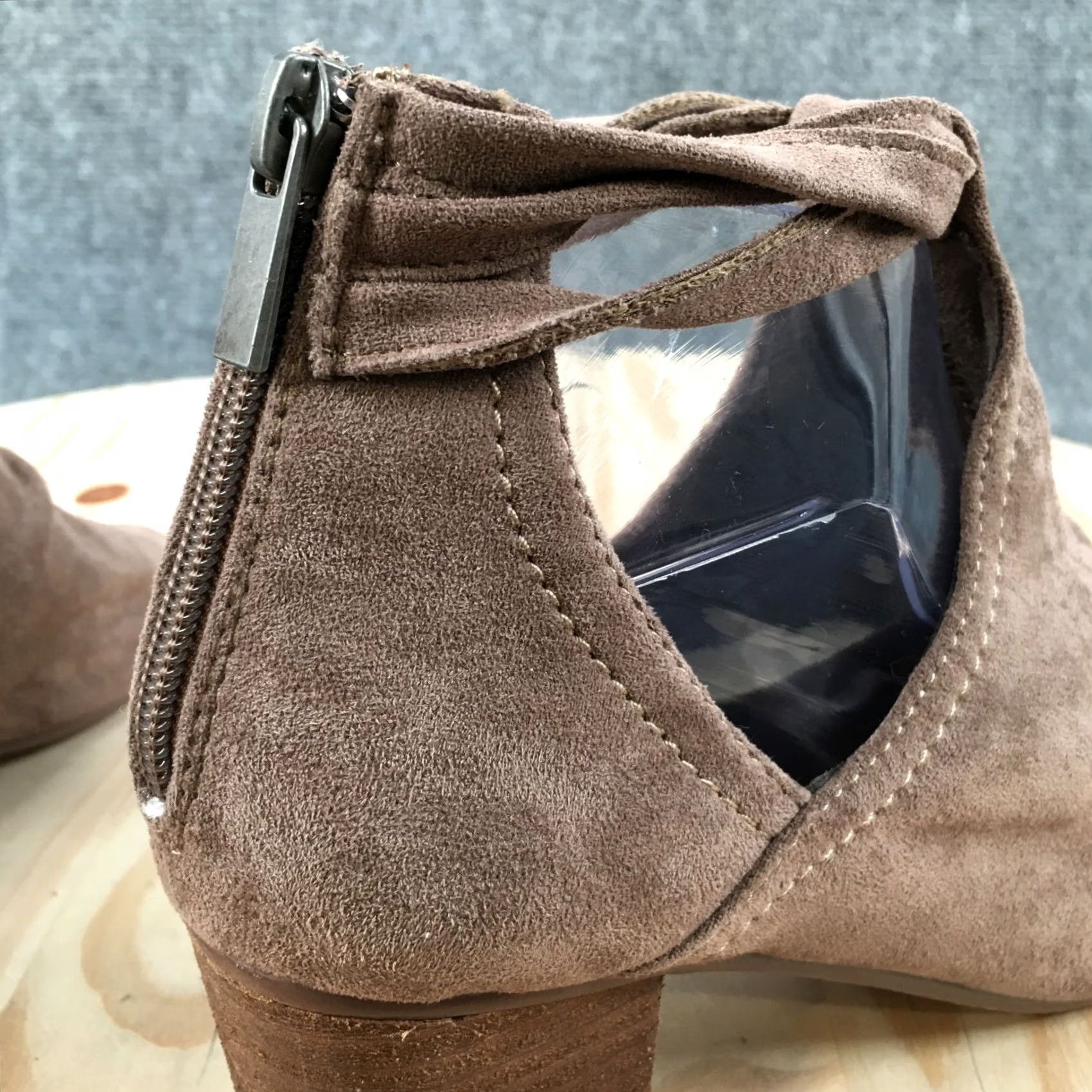 Vintage Very G Boots Womens 9 Sylvanna Casual Back Zip Block Heels Open Toe Bootie Brown Size US 9 / IT 39 - 5 Thumbnail