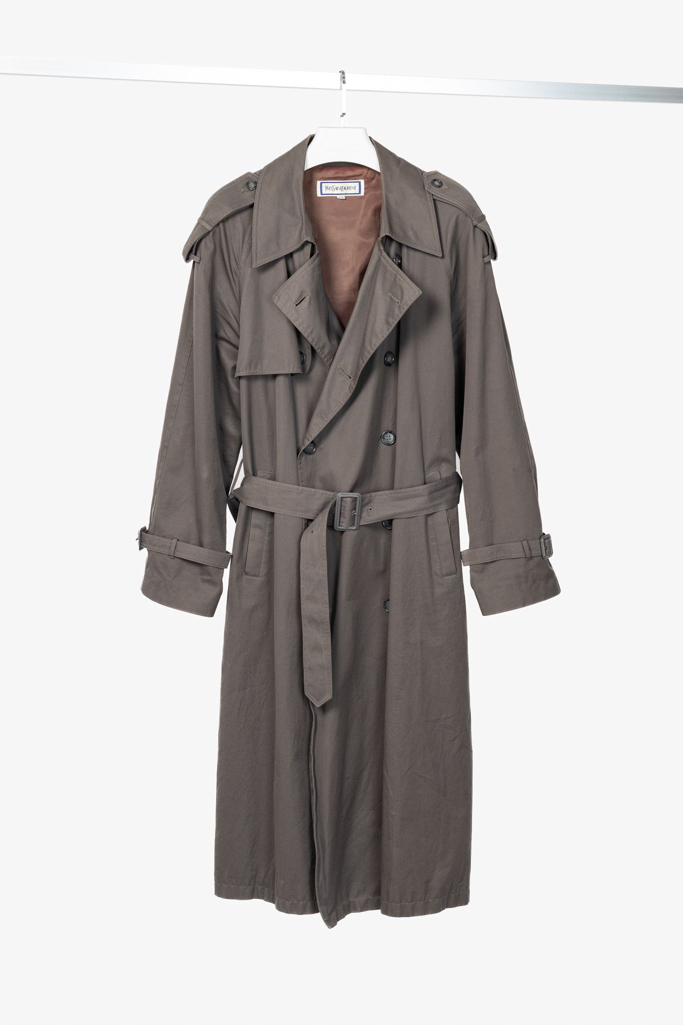 Yves Saint Laurent Yves Saint Laurent Cotton Double-Breasted Belted Trench Coat Size US L / EU 52-54 / 3 - 1 Thumbnail