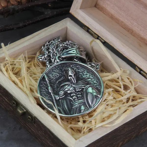 Jewelry Silver Color Warrior Spartan Shield Pendant Necklace Size ONE SIZE - 5 Thumbnail